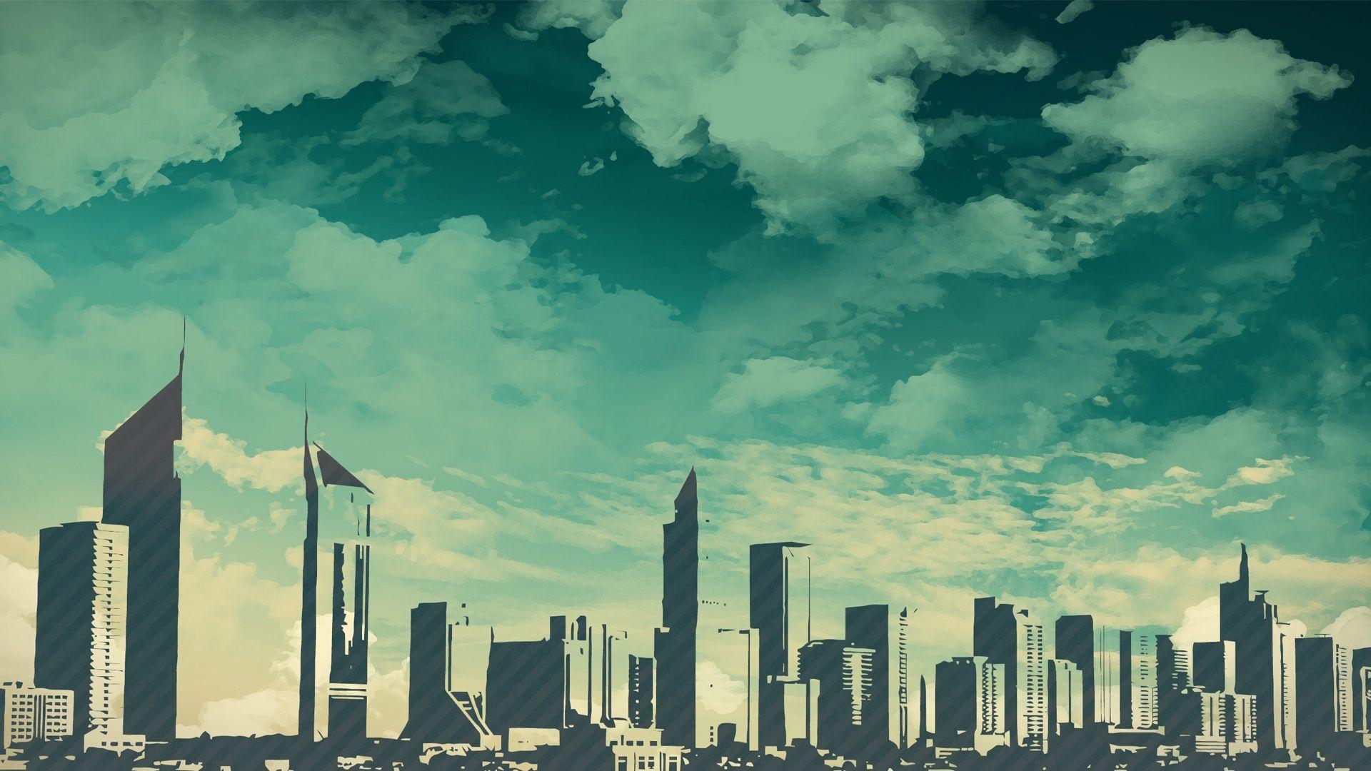 1920x1080 Skyline Skyscrapers Skyscape Wallpaper