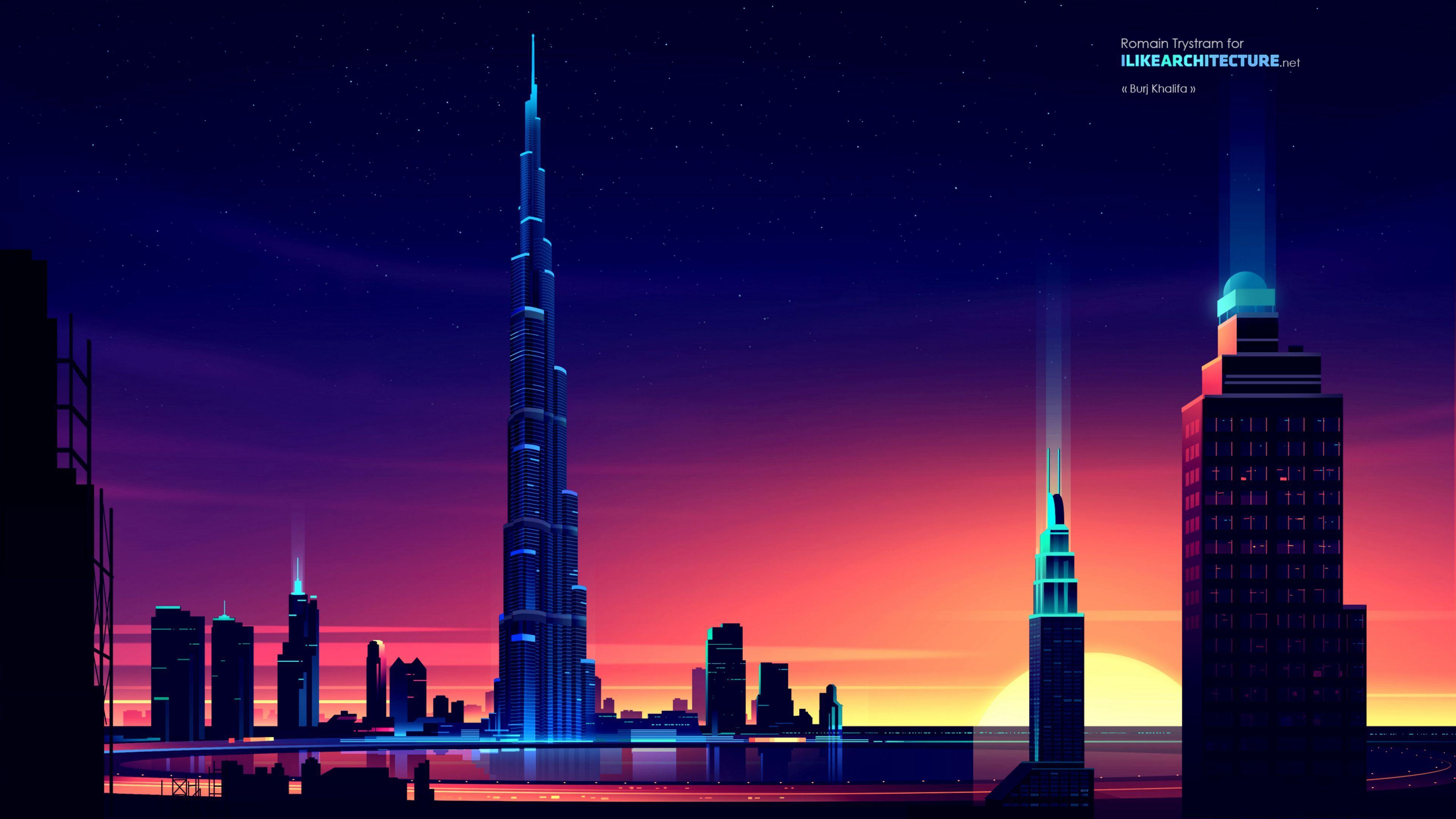 3840x2160 Download wallpaper 3840x2160 skyscraper, building, art, architecture, city, night 4k uhd 16:9 HD background