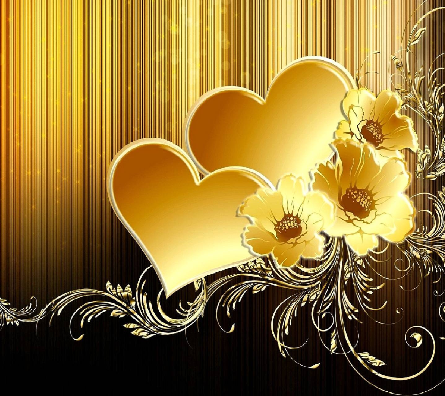 3d Gold Heart With Reflection In The Sea Background Wallpaper Gold Heart  Love Background Image And Wallpaper for Free Download
