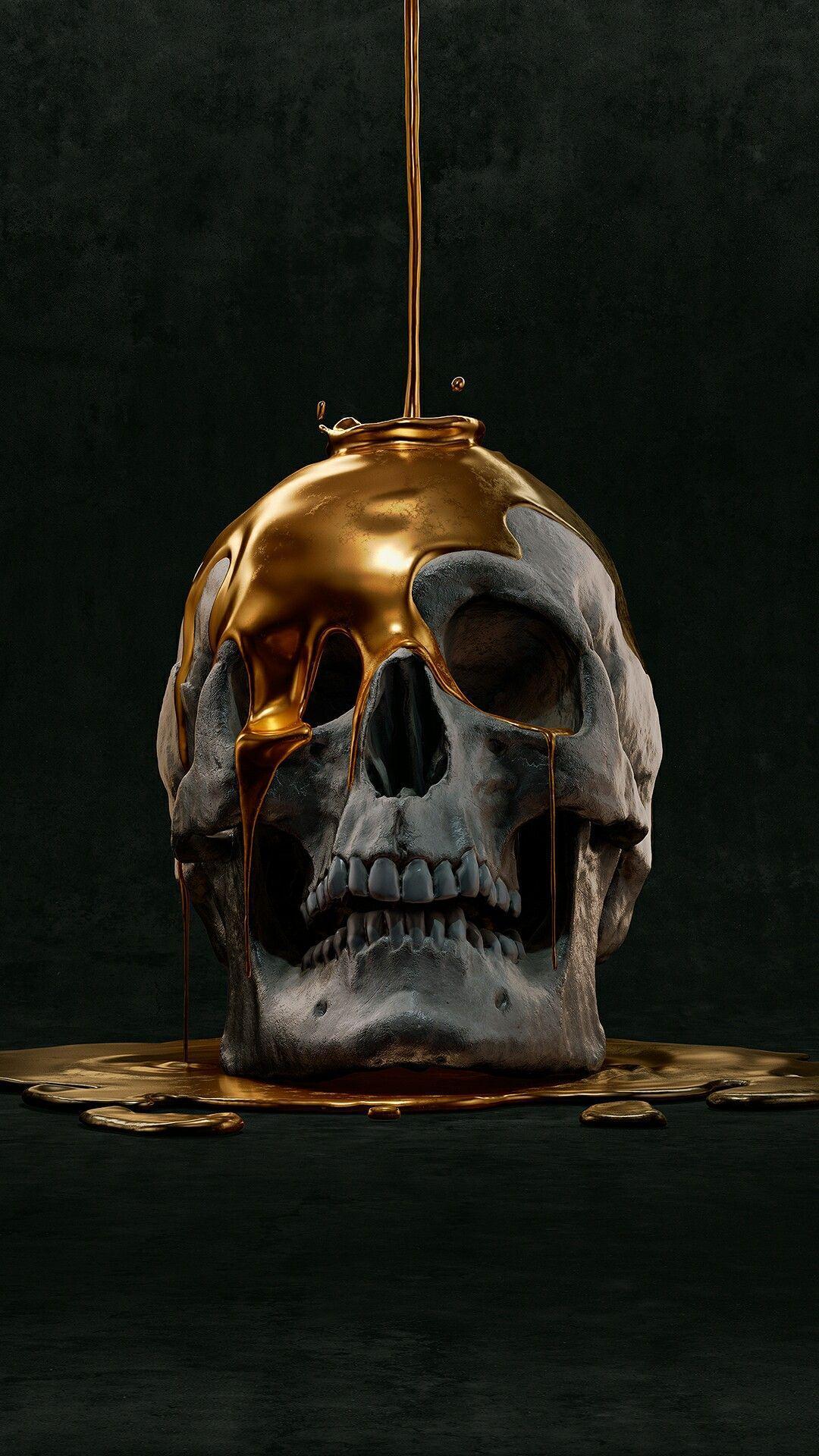1080x1920 Golden Skull Wallpaper