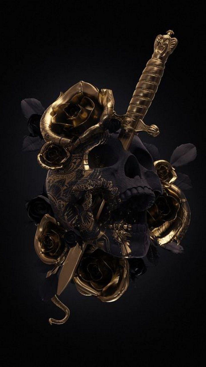 Black and Gold Skull Wallpapers - Top Free Black and Gold Skull ...