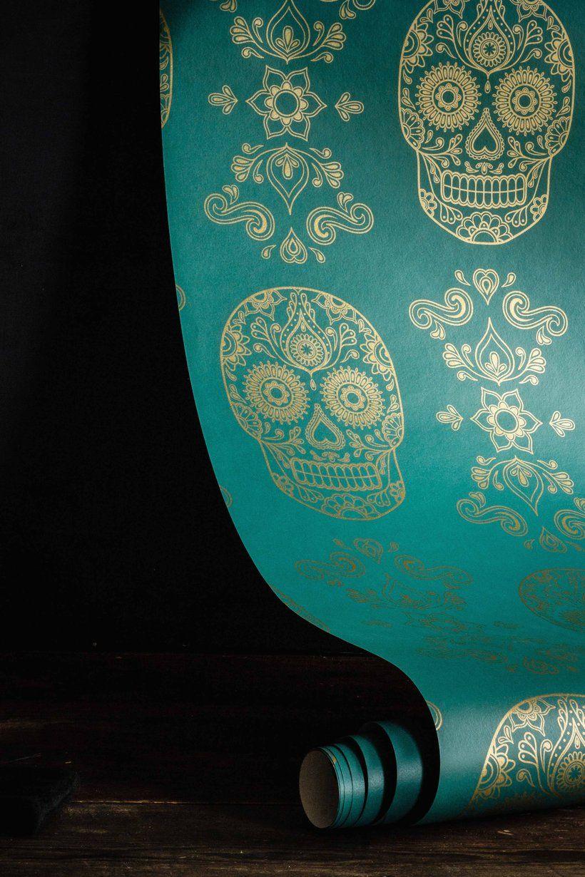 820x1230 Sugar Skull Wallpaper & Gold