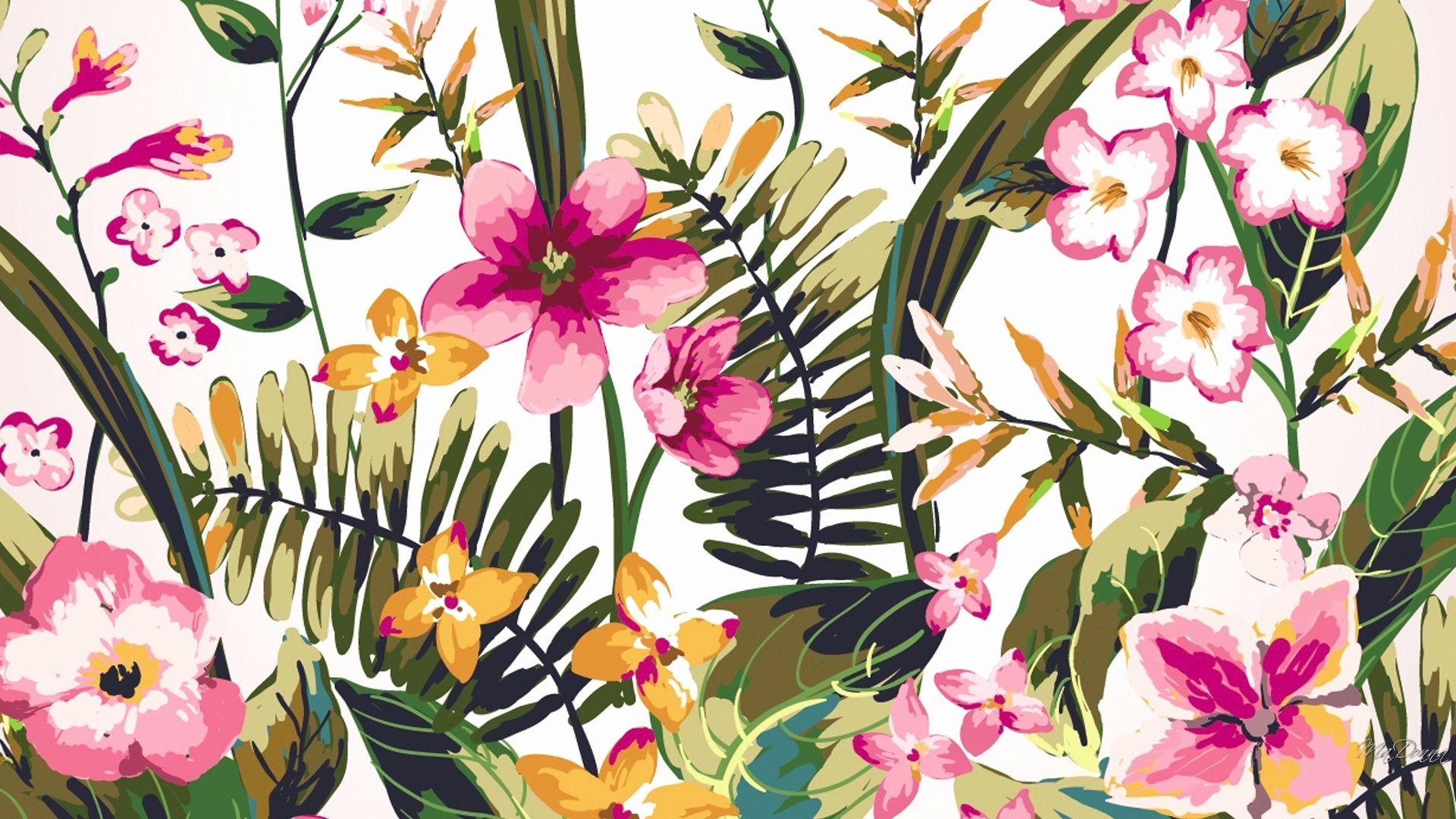 1920x1080 Background Desktop Watercolour Flowers HD Wallpaper