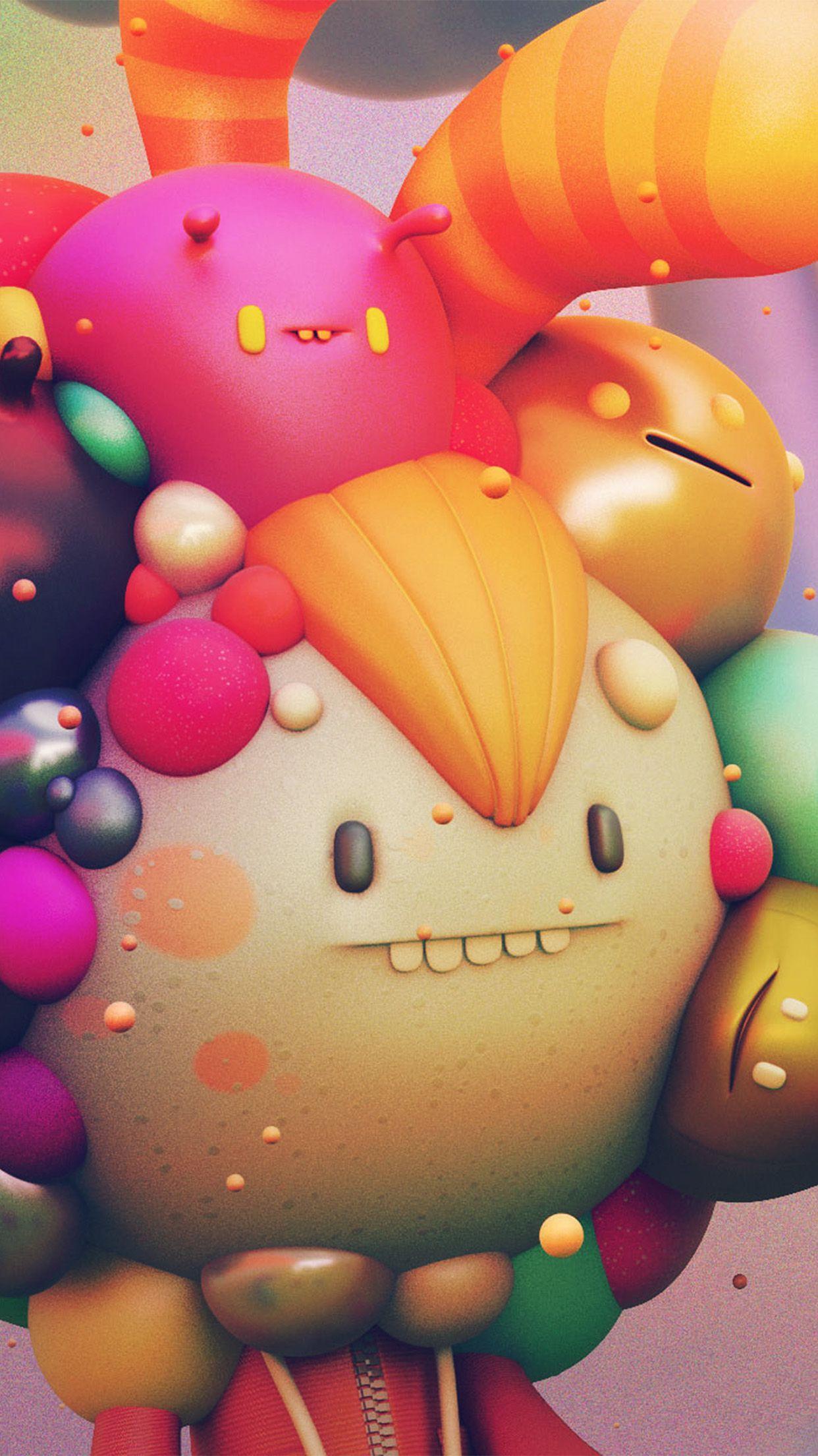 1242x2208 iPhone Cute 3D Wallpaper