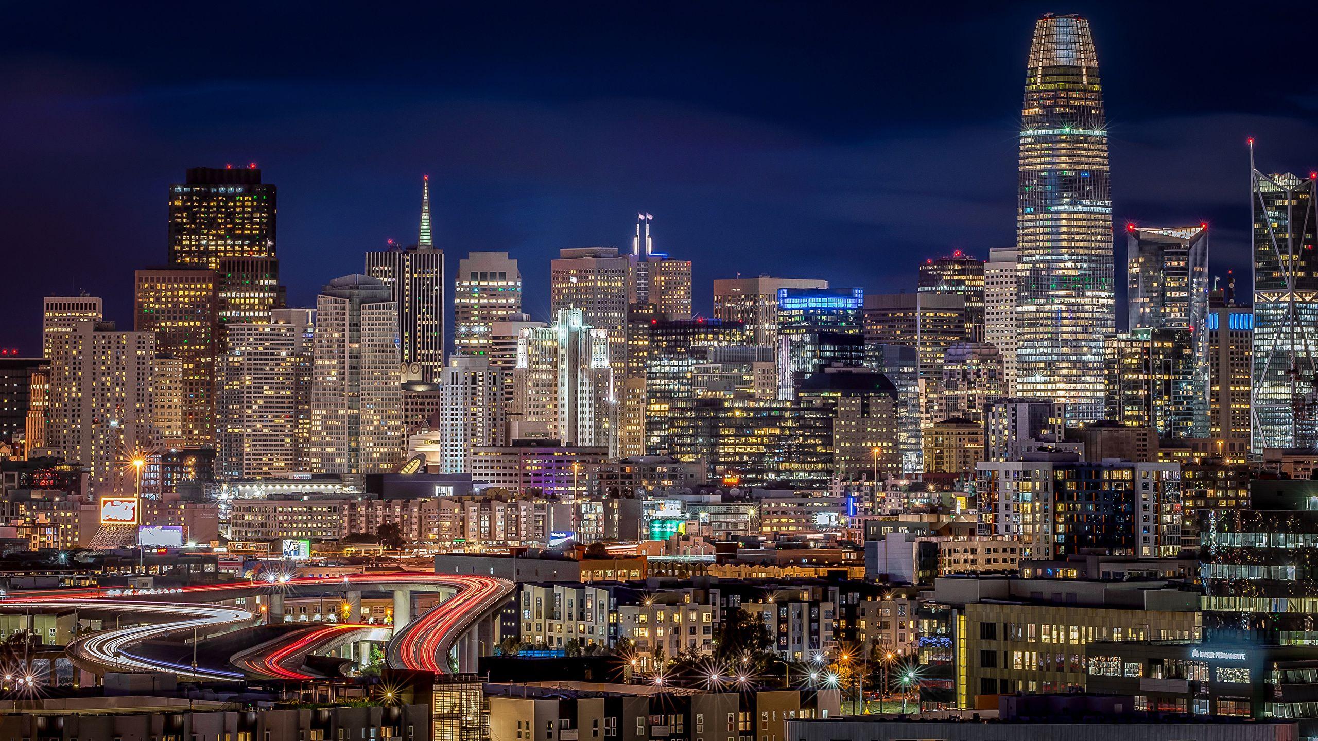 2560x1440 Photos San Francisco USA Megapolis Roads Evening Houses 2560x1440
