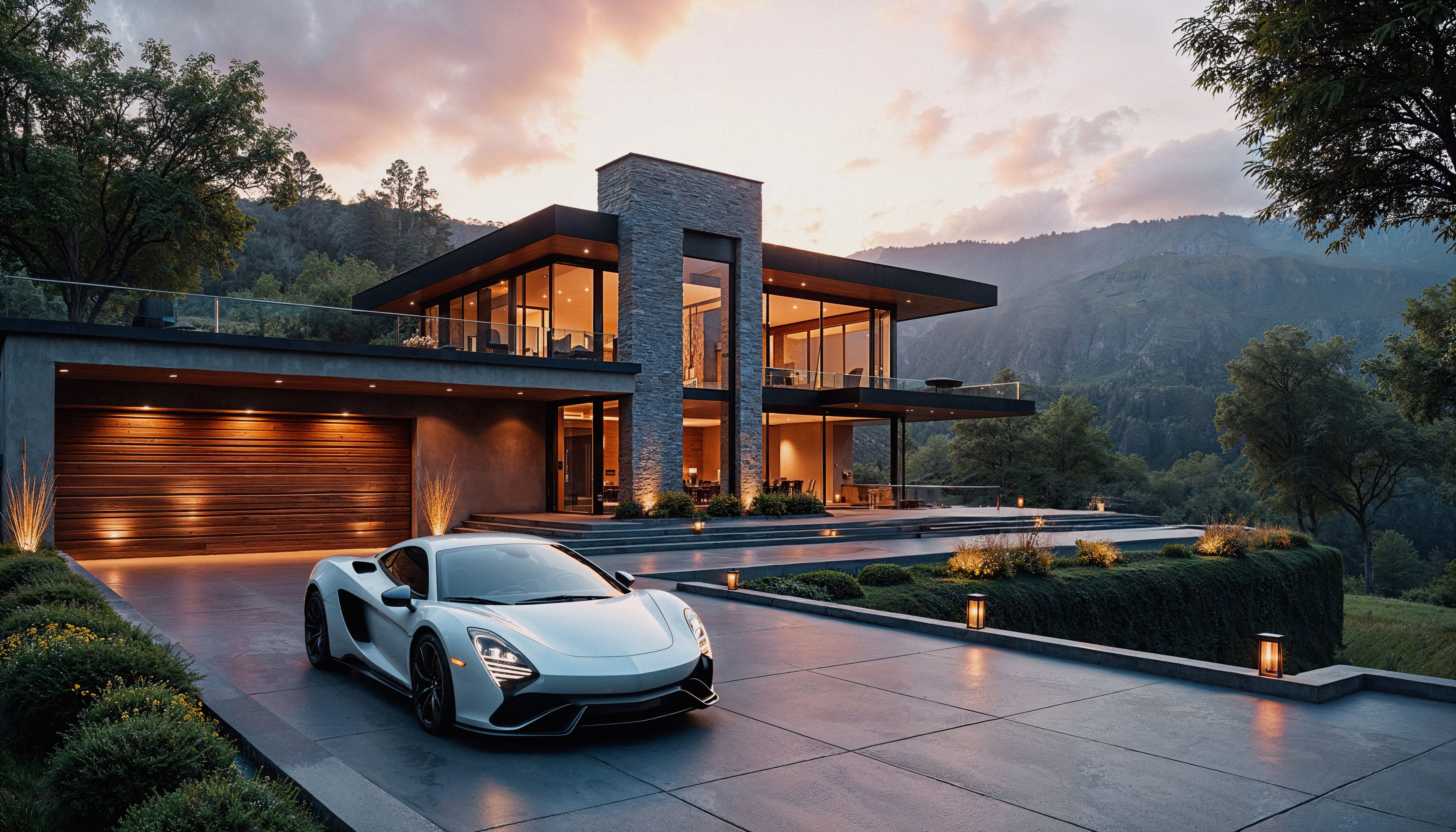 6000x3429 Luxury Drive: Stunning 4K Ultra HD Home and Car Showcasex3429
