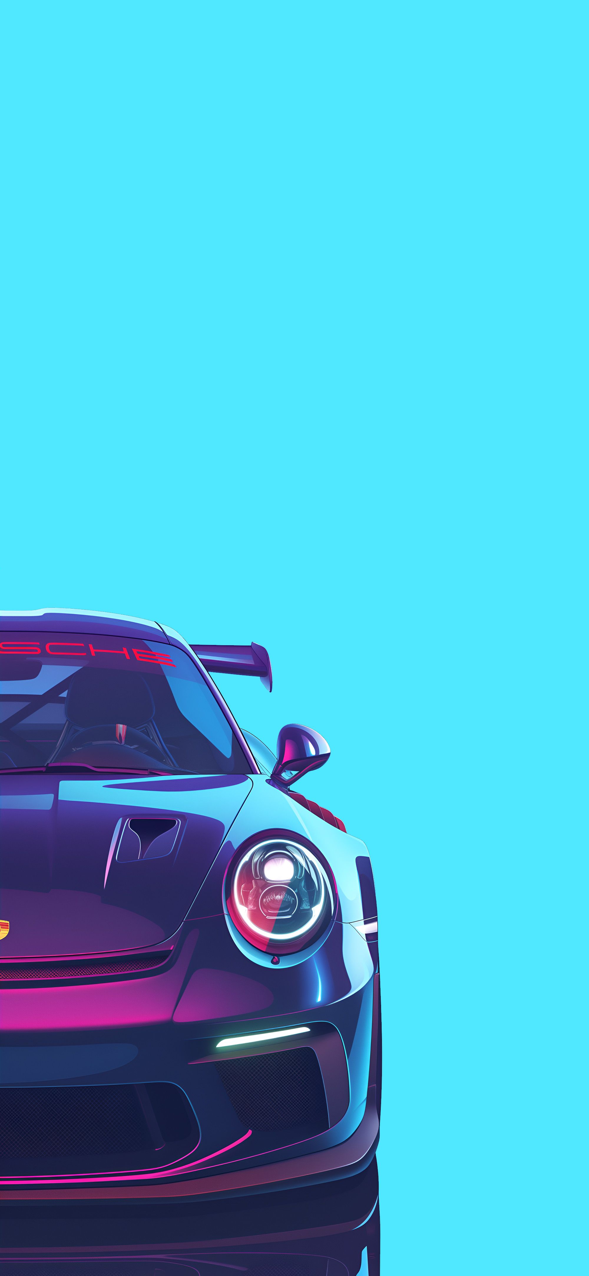 2000x4329 Porsche 911 Red and Blue Car Matching Wallpaper