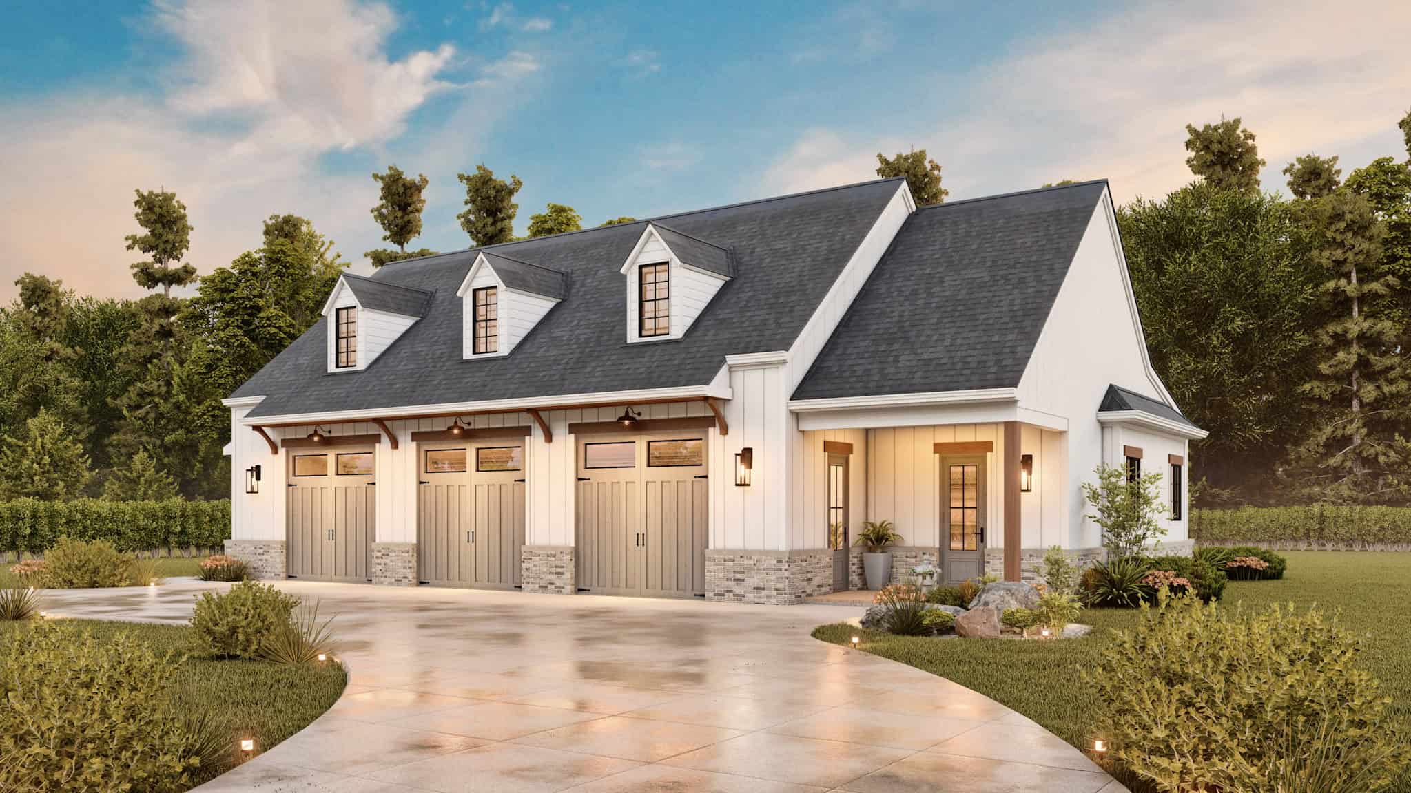 2048x1152 Garage W Apartments With 3 Car, 1 Bedrm, 498 Sq Ft. Plan 1181