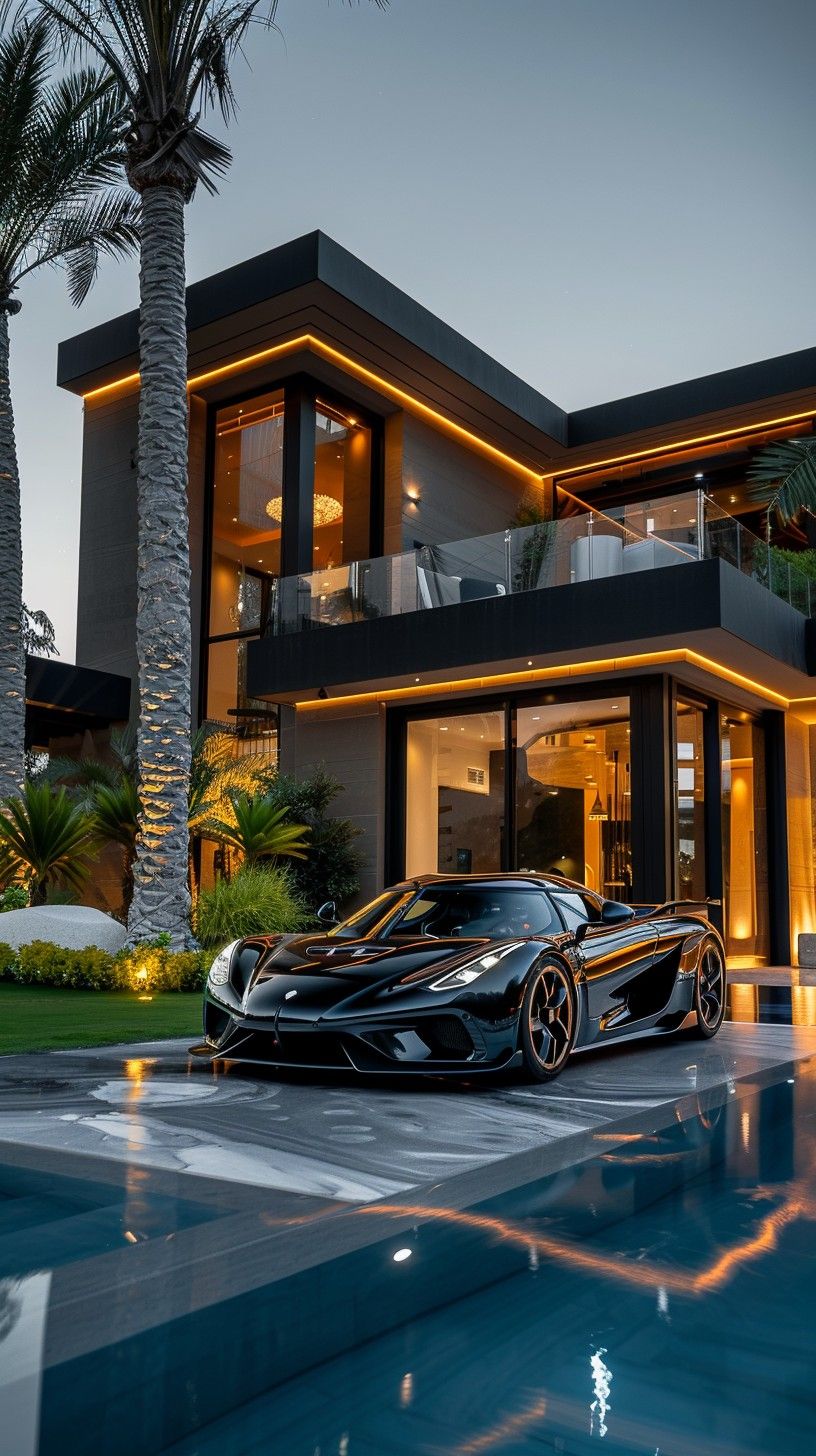 816x1456 Download Luxury Lifestyle Showcase Image, Car, Mansion