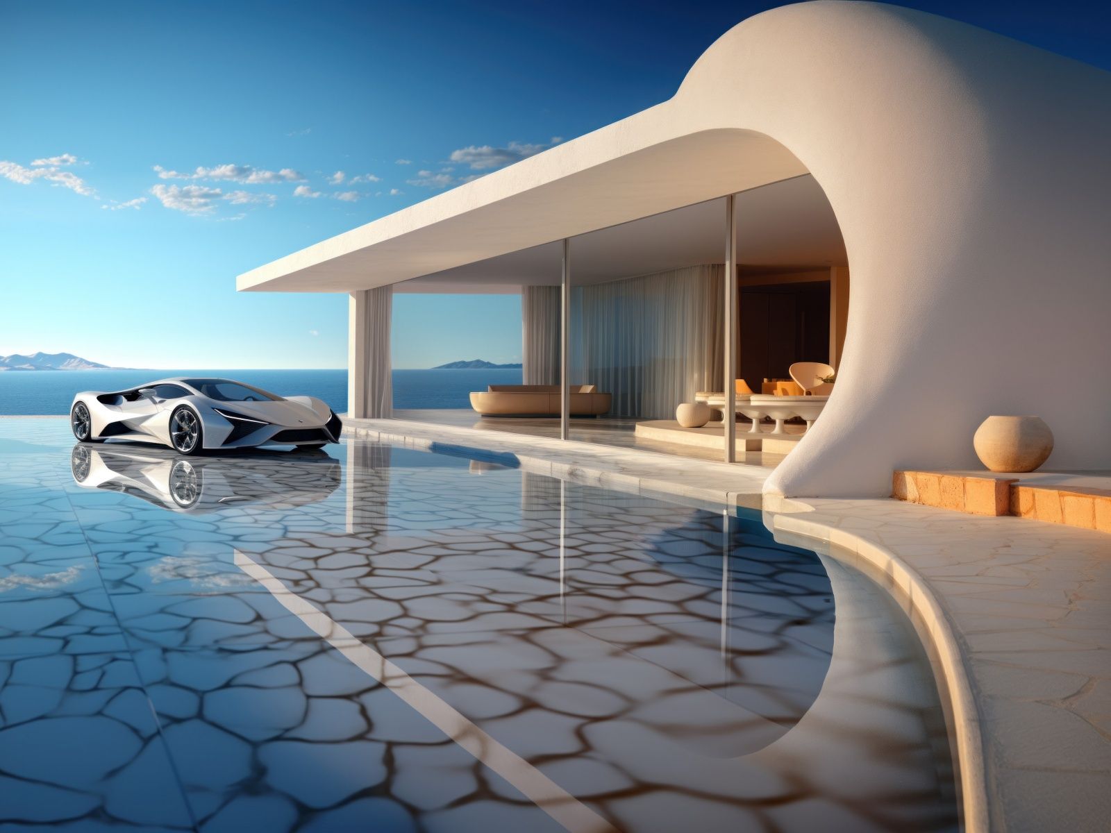 1600x1200 Luxury Modern House by the Sea 4K UHD Wallpaper for UltraHD Desktop and TV : Widescreen and UltraWide Display : Dual Monitor : Smartphone and Tablet Devices