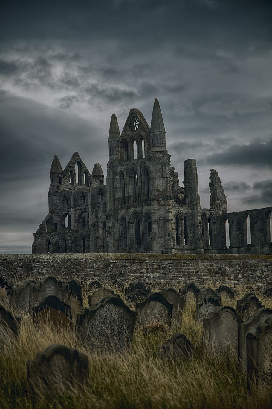 910x1365 gray concrete castle, gothic, abbey, whitby, vampire, dracula, monastery, landmark