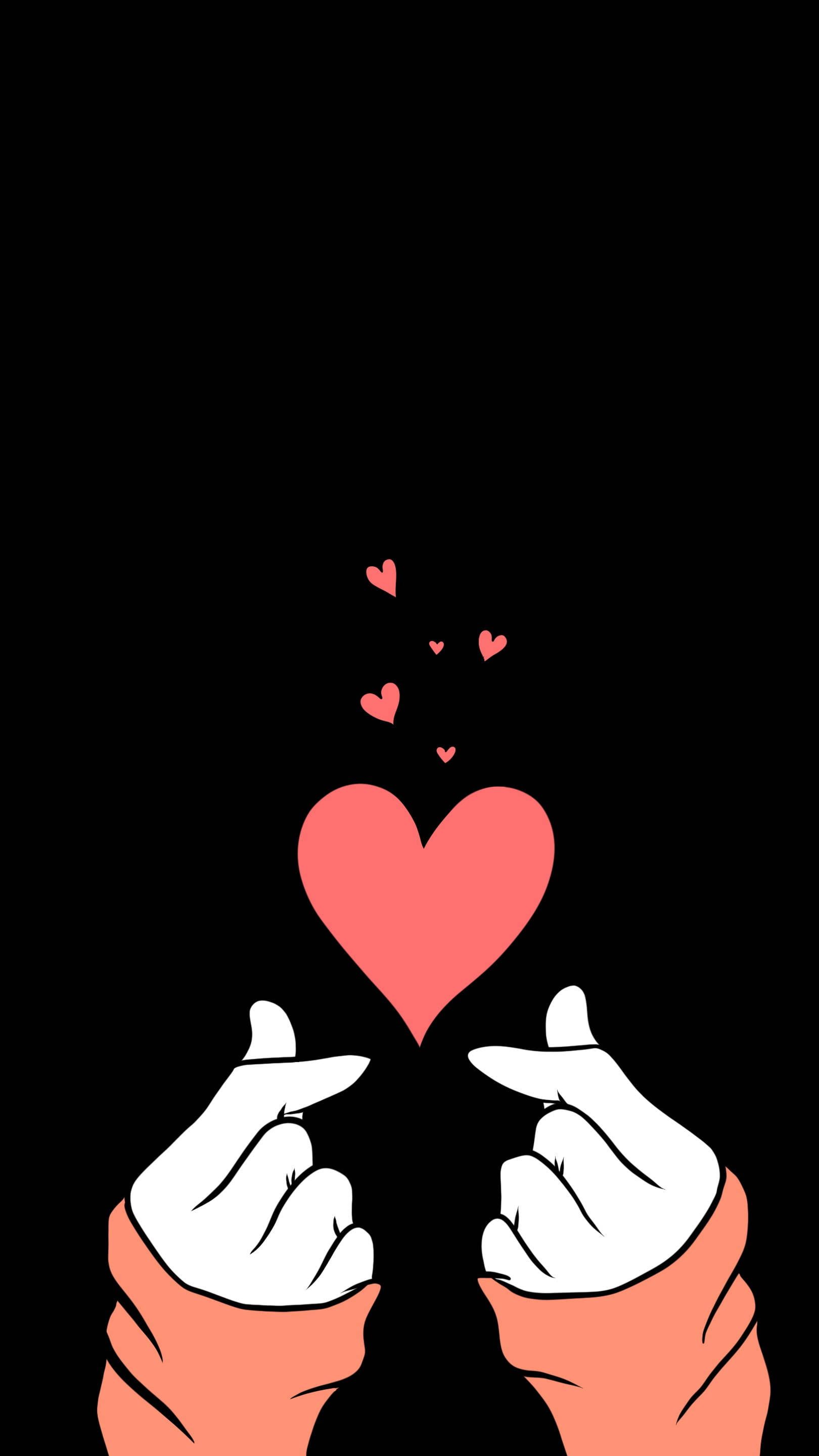 1620x2880 Download Korean Finger Black Heart Aesthetic Wallpaper