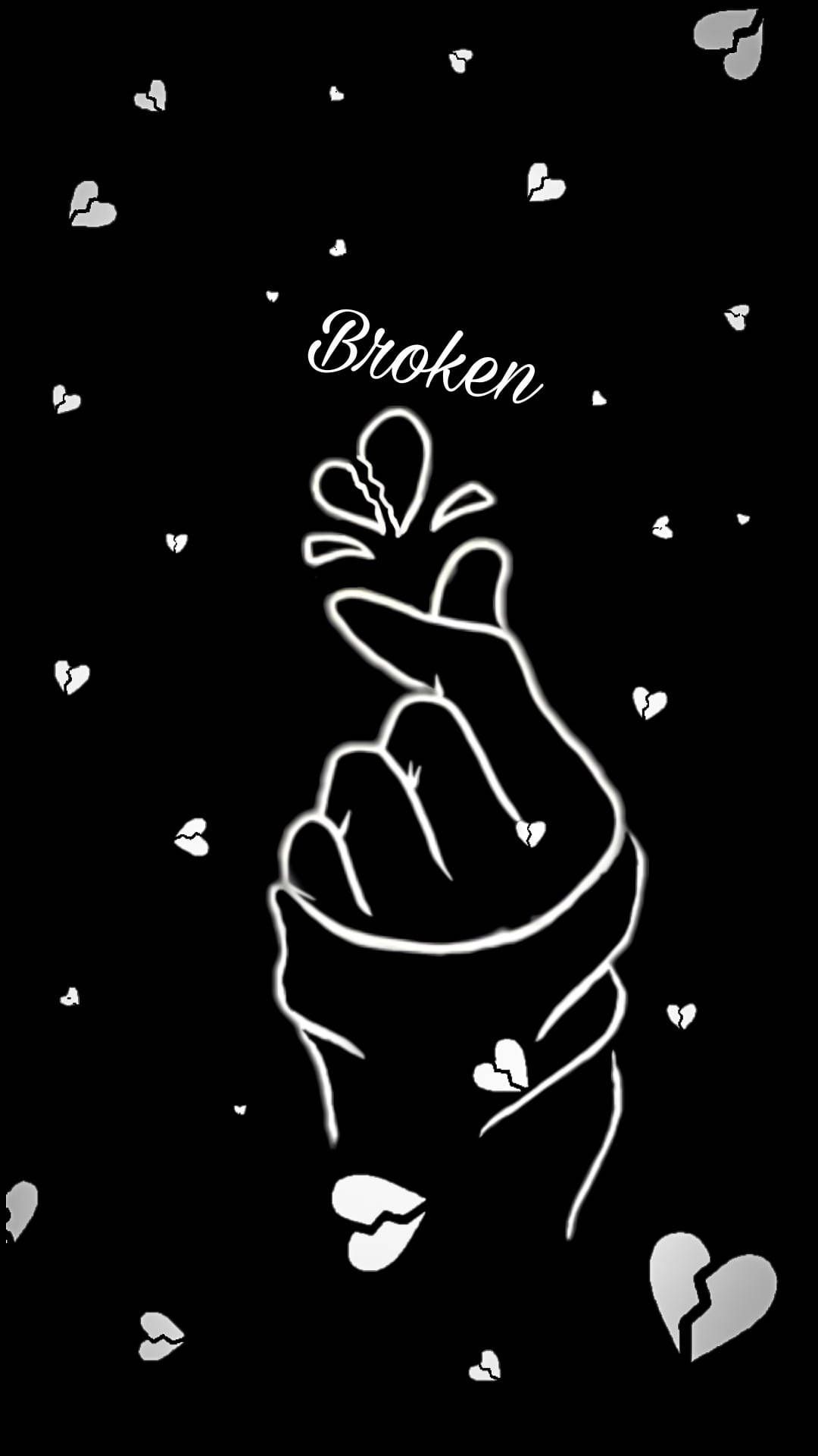 1080x1920 Download Korean Broken Heart Black Wallpaper