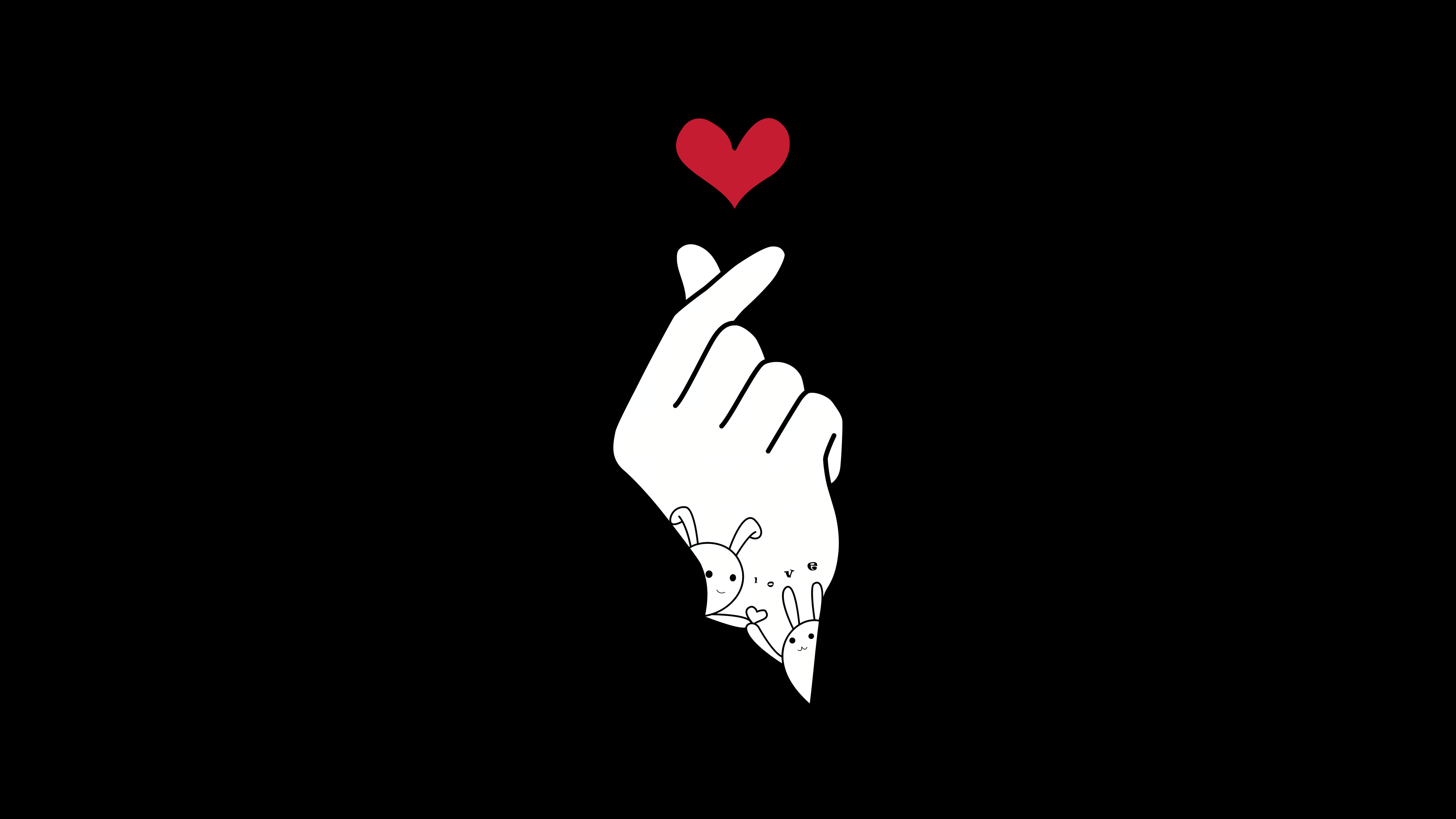 7680x4320 Finger Heart Wallpaper 4K, AMOLED, K Pop, Black Background