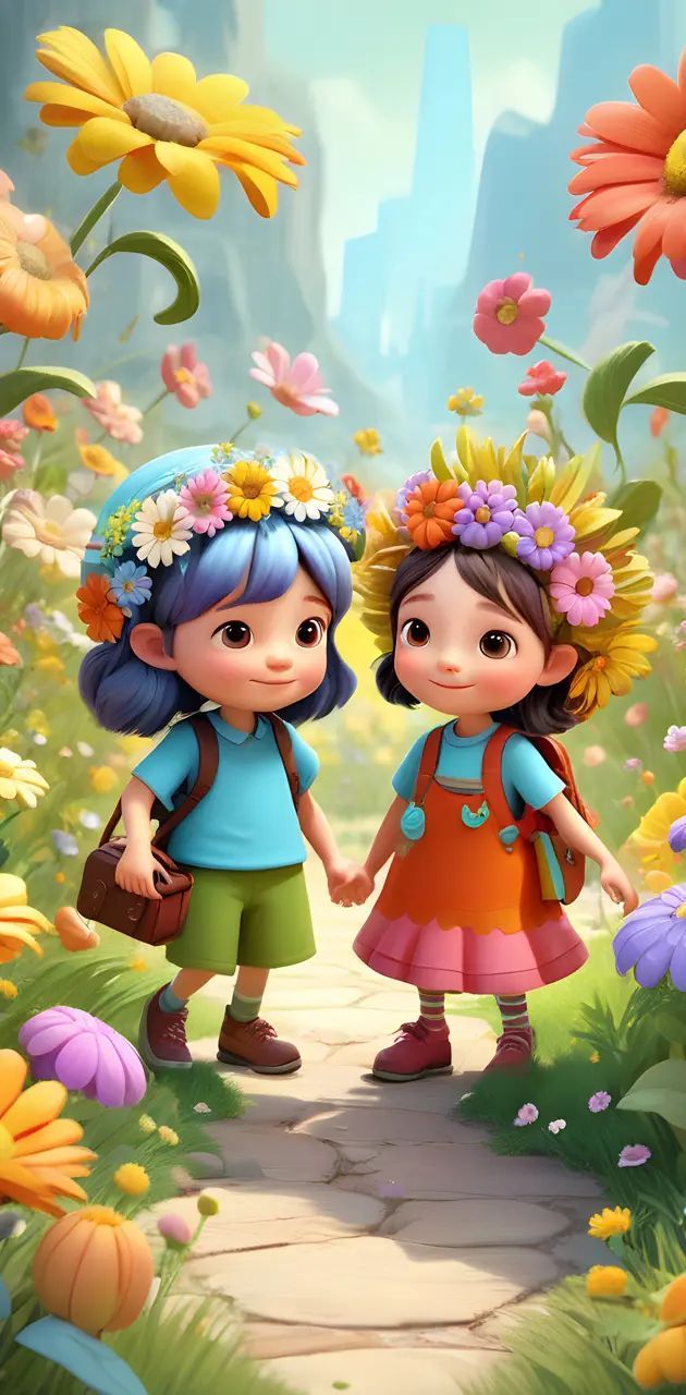 630x1280 flower children wallpaper