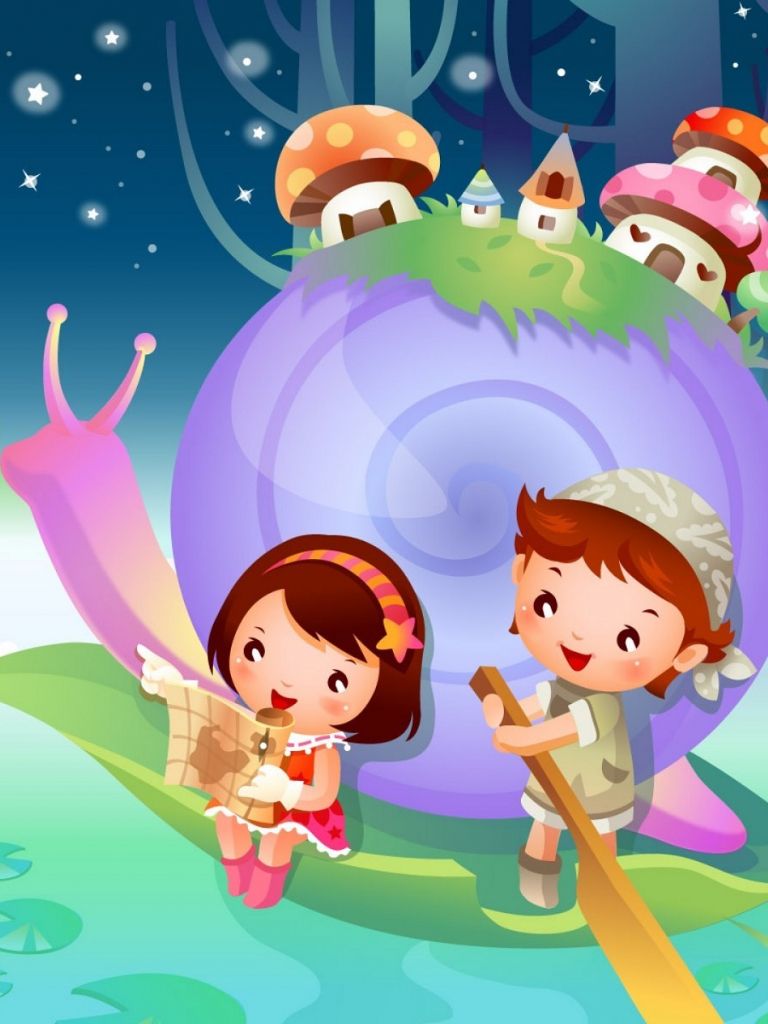 768x1024 Children Cartoon Wallpaper