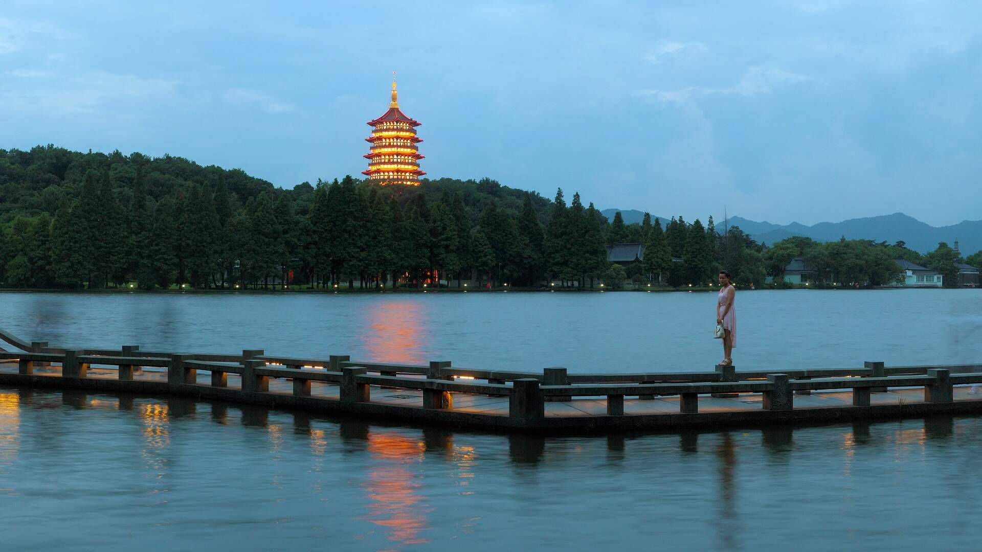 1920x1080 Download Hangzhou West Lake At Night Wallpaper