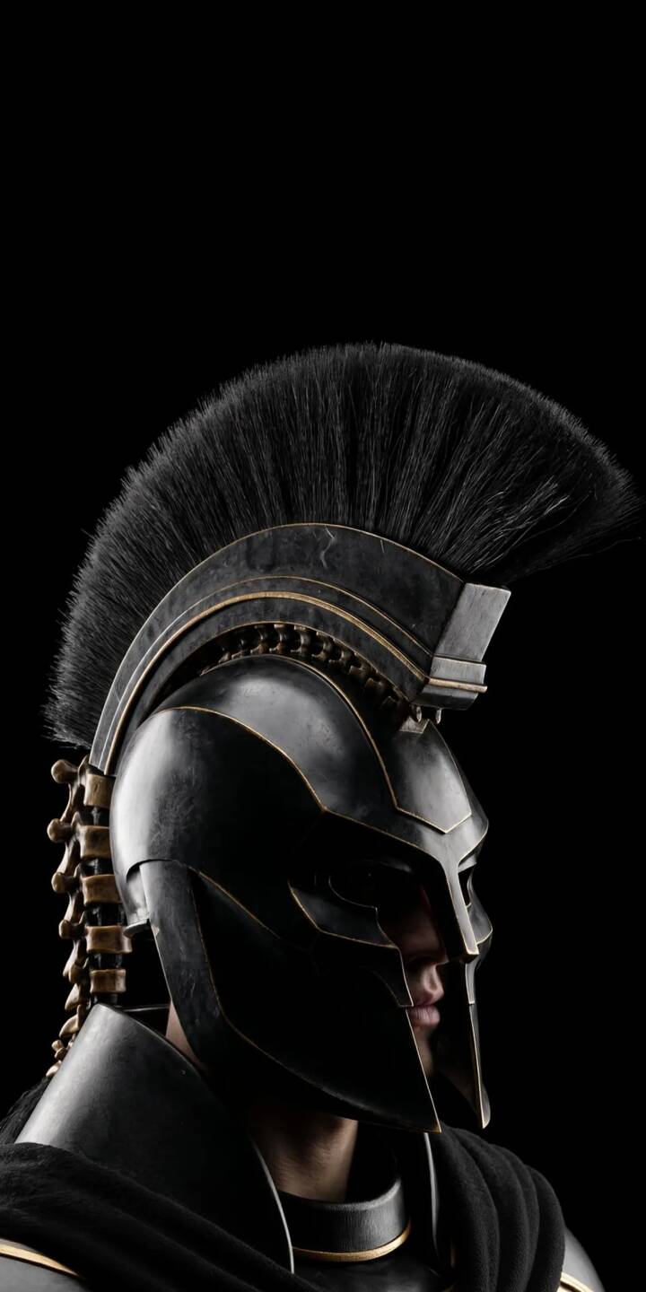 720x1440 Epic Ancient Spartan Warrior Dark Armor Helmet Wallpaper 4K