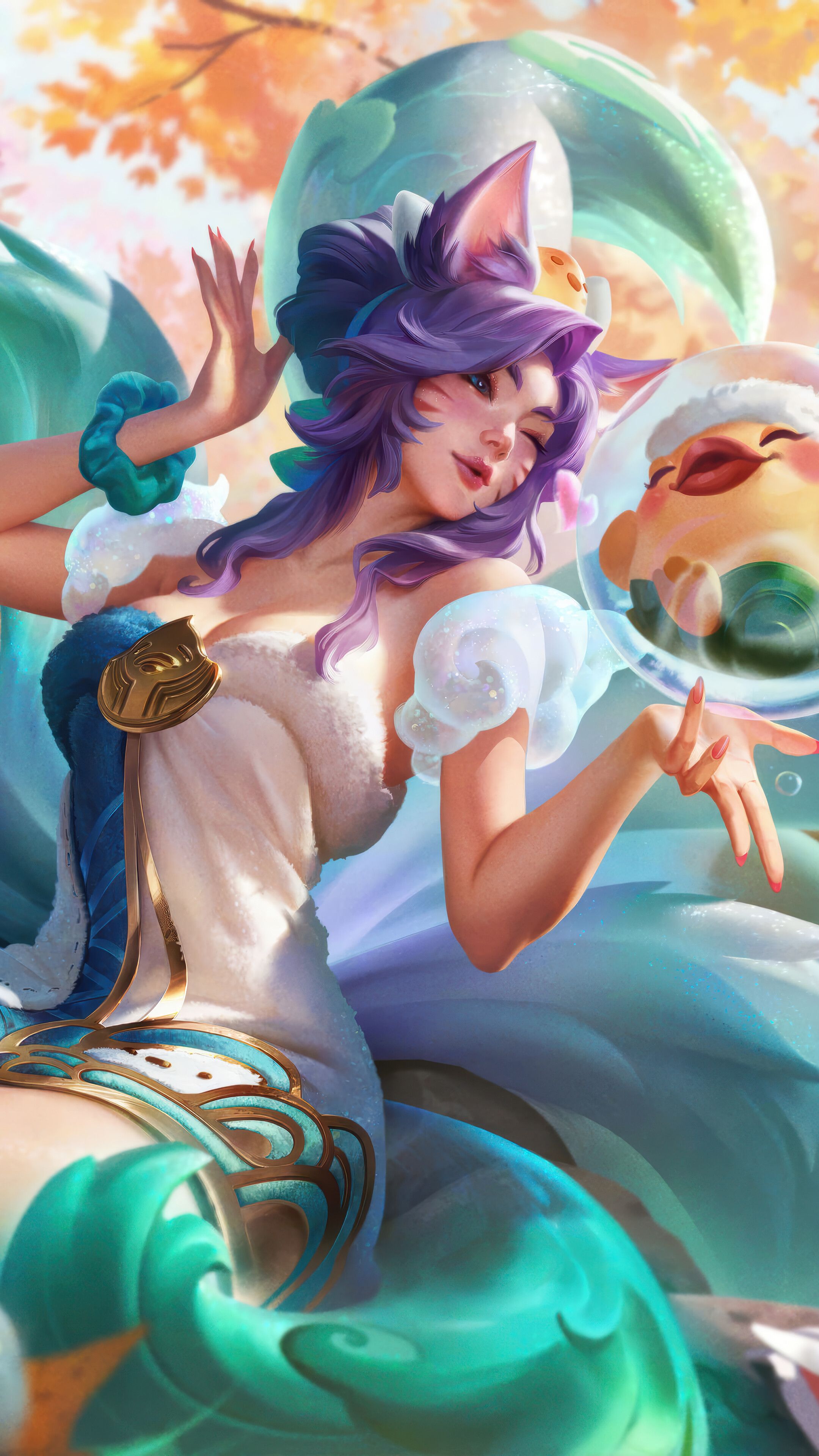 2160x3840 Ahri Spirit Blossom Springs Skin LoL Splash Art 4K Wallpaper iPhone HD Phone