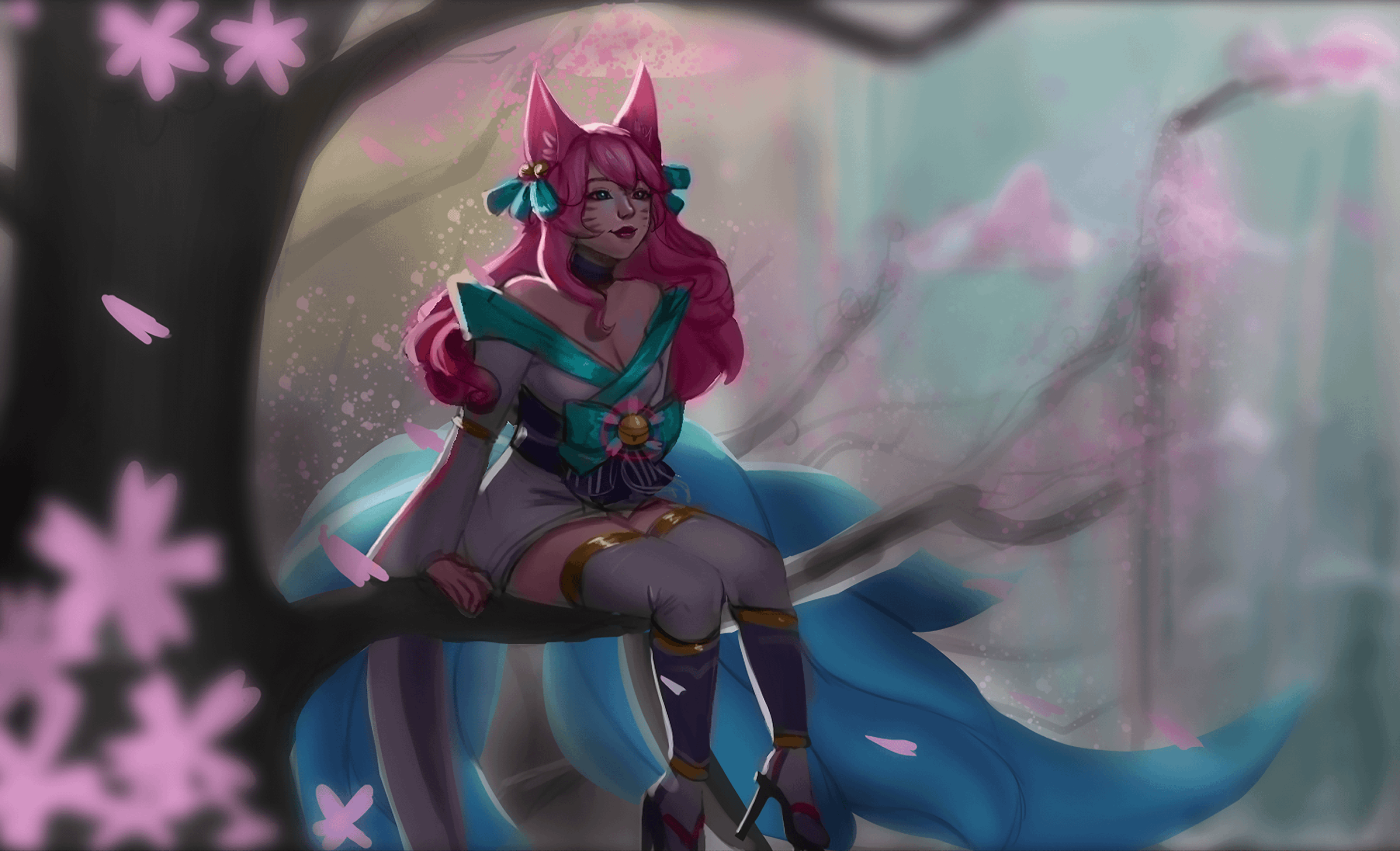 3796x2308 Spirit Blossom Ahri Splash Art