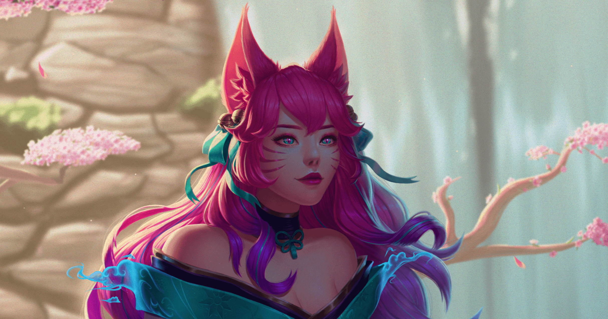 2428x1274 Spirit Blossom Ahri Splash Art