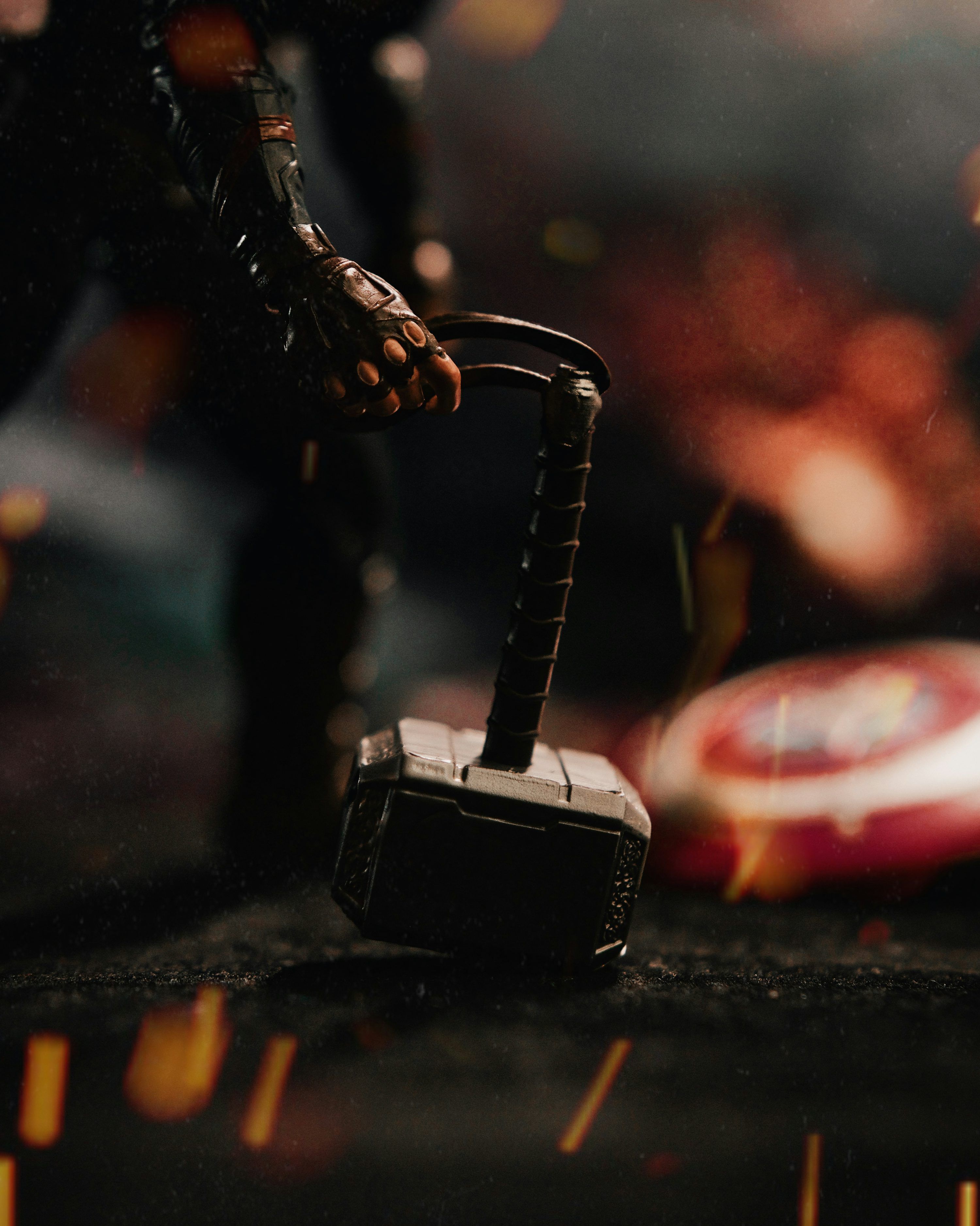 3000x3751 Shallow focus photography Marvel Thor Hammer