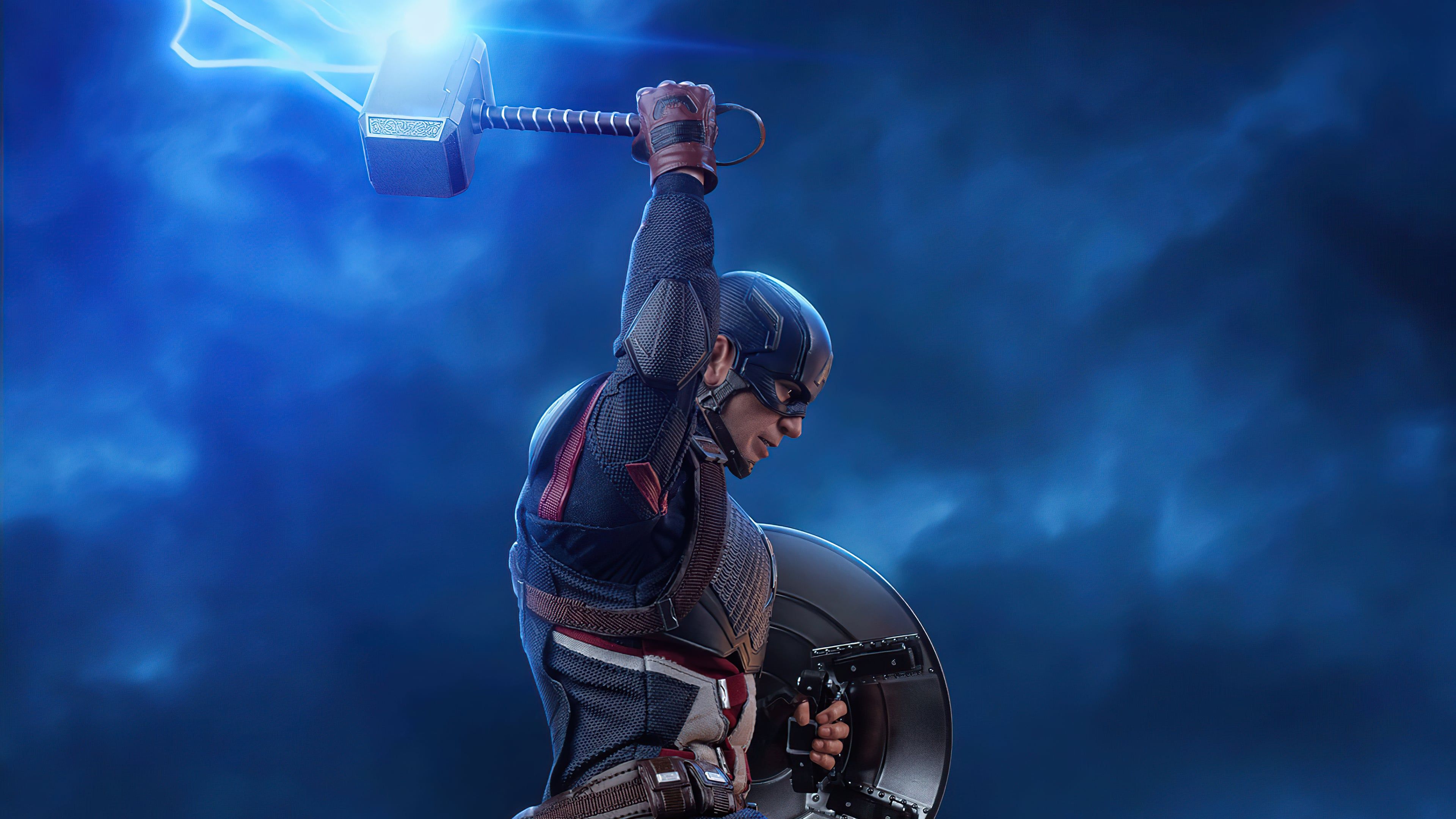 3840x2160 Captain America with Thor's Hammer Wallpaper 4K for Desktop