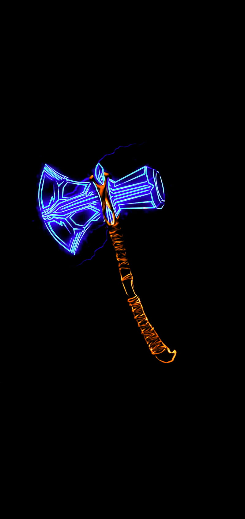 800x1689 Stormbreaker, axe, black, blue, hammer, marvel, stormbreaker, thor, HD phone wallpaper
