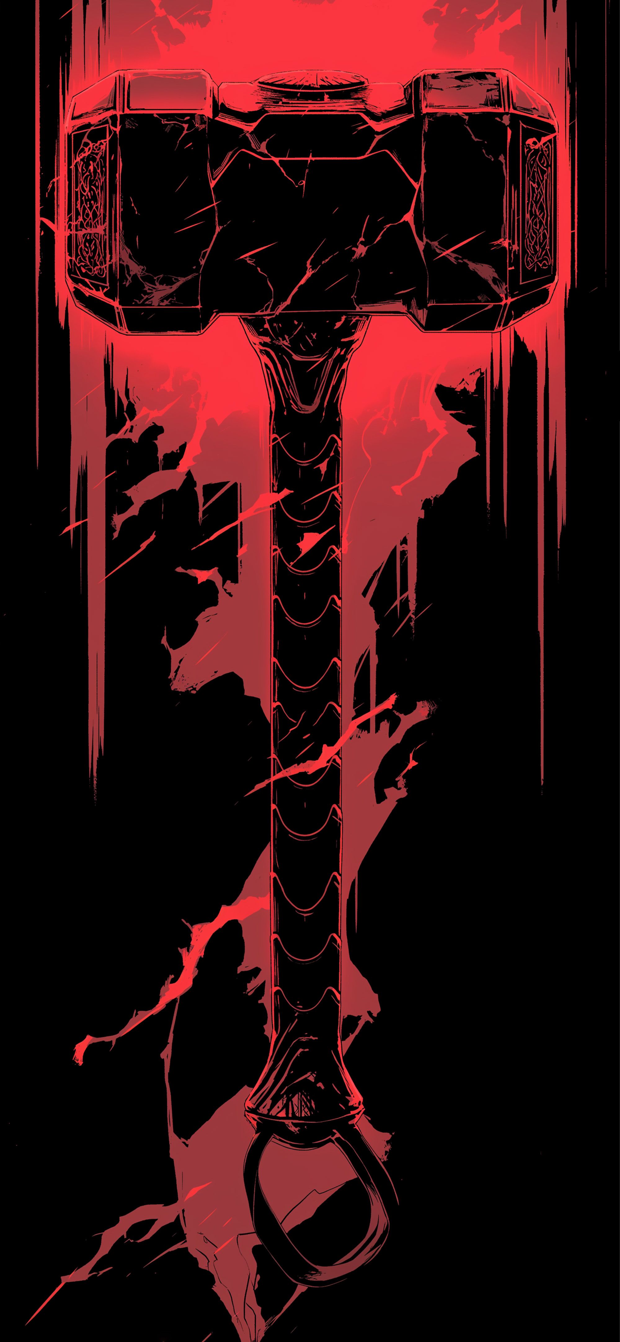 2000x4329 Thor Mjolnir Red Black Wallpaper Superhero Wallpaper