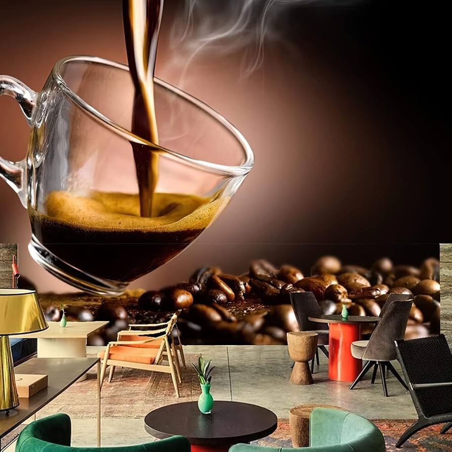 894x894 ZocKz Coffee Theme 3D Large Wallpaper, Brown Coffee Beans Wallpaper Panoramic Mural For Living Room Bedroom TV Background Hotel Bar Decor 144''Wx100''L PVC