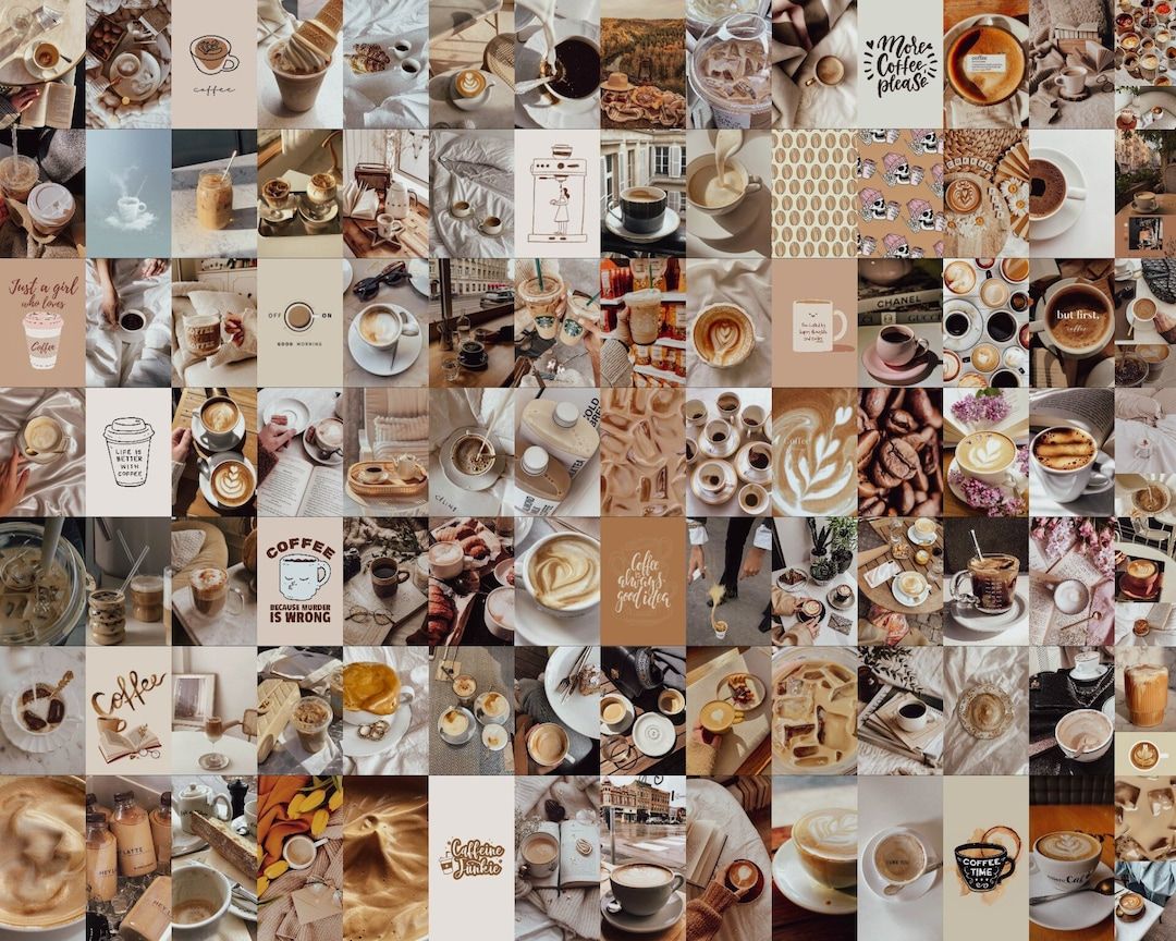 1080x864 PCS Coffee Wall Collage Kit, Neutrals Aesthetic, DIGITAL Prints, Beige Aesthetic, College Room Decor