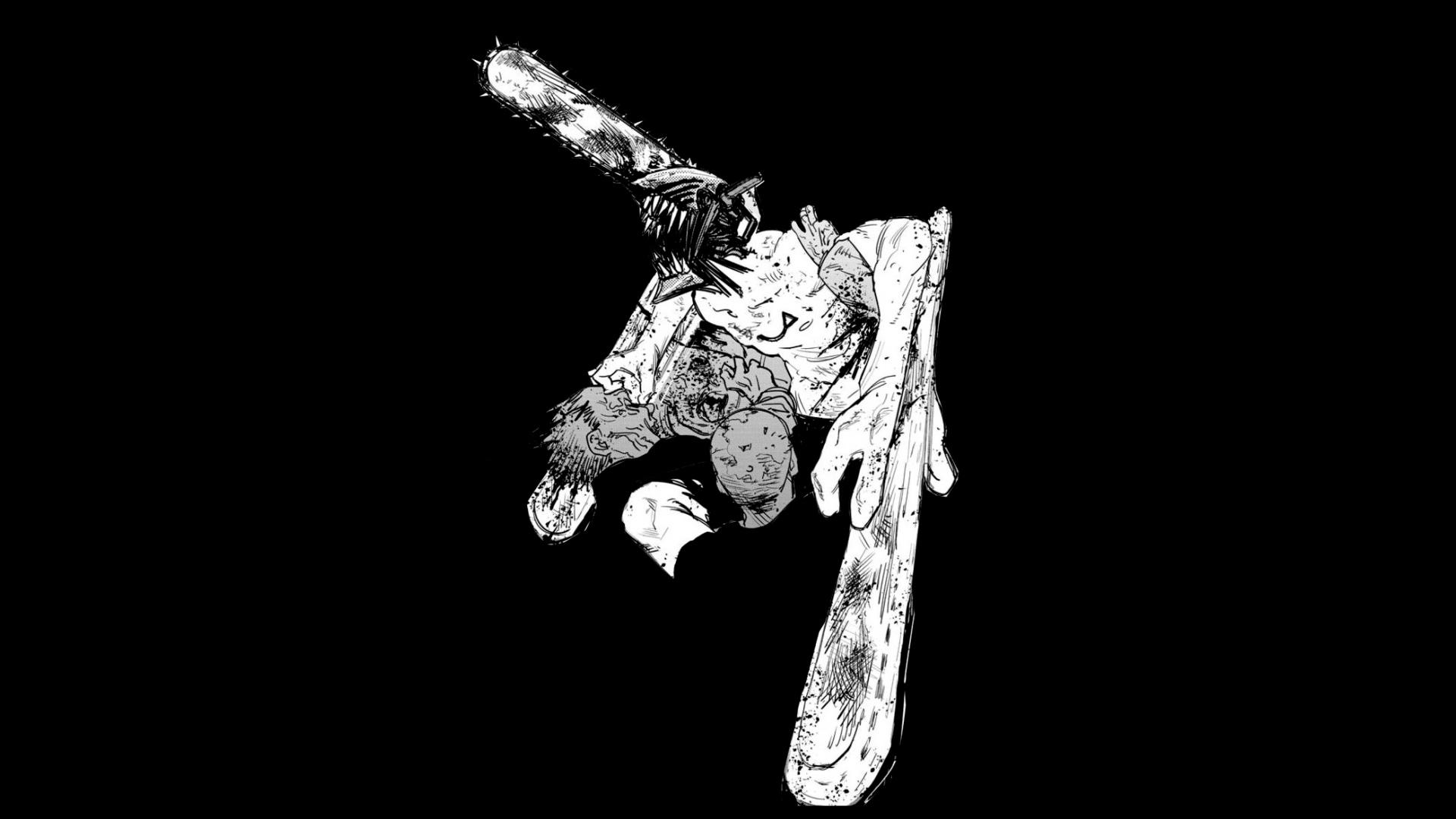 1920x1080 Chainsaw Man Black And White Wallpaper