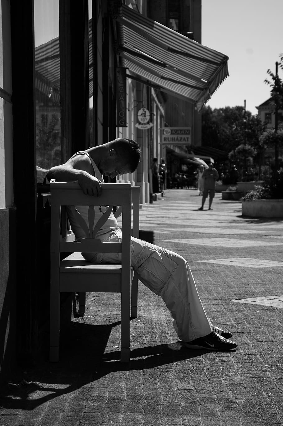 910x1369 hangover, black and white, are you tired of, urban, men's, outdoor, city, real people