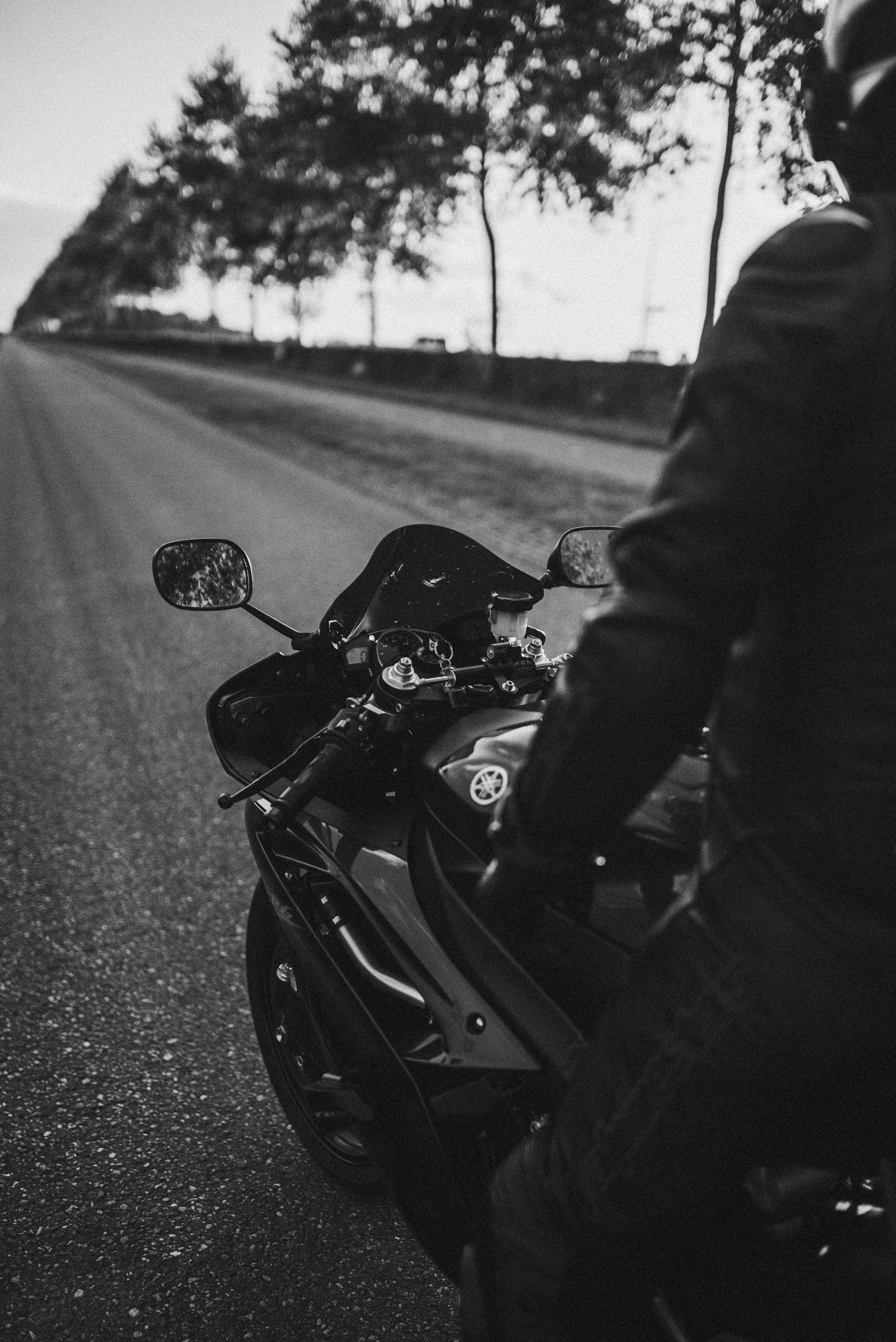 3000x4494 Grayscale photo of man riding on motorcycle