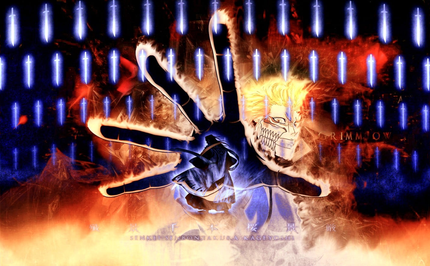 1431x886 Bleach Grimmjow illustration, Bleach, Grimmjow Jaegerjaquez, Kuchiki Byakuya, sword HD wallpaper