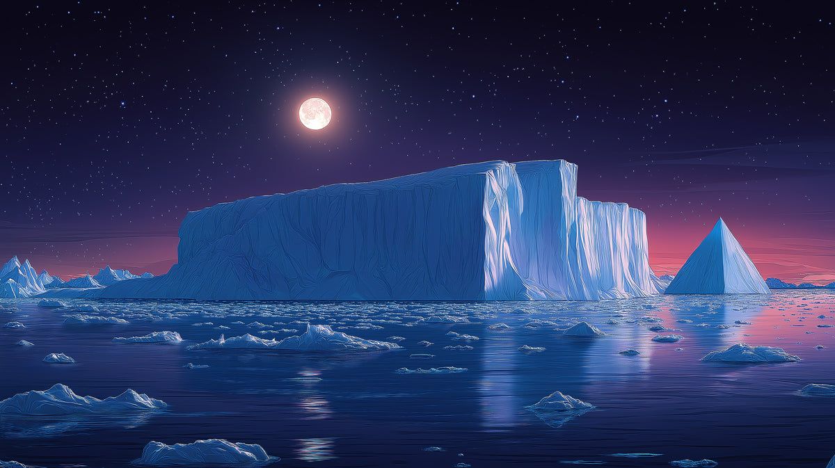 1200x673 Arctic Moonlit Iceberg Mural Wallpaper
