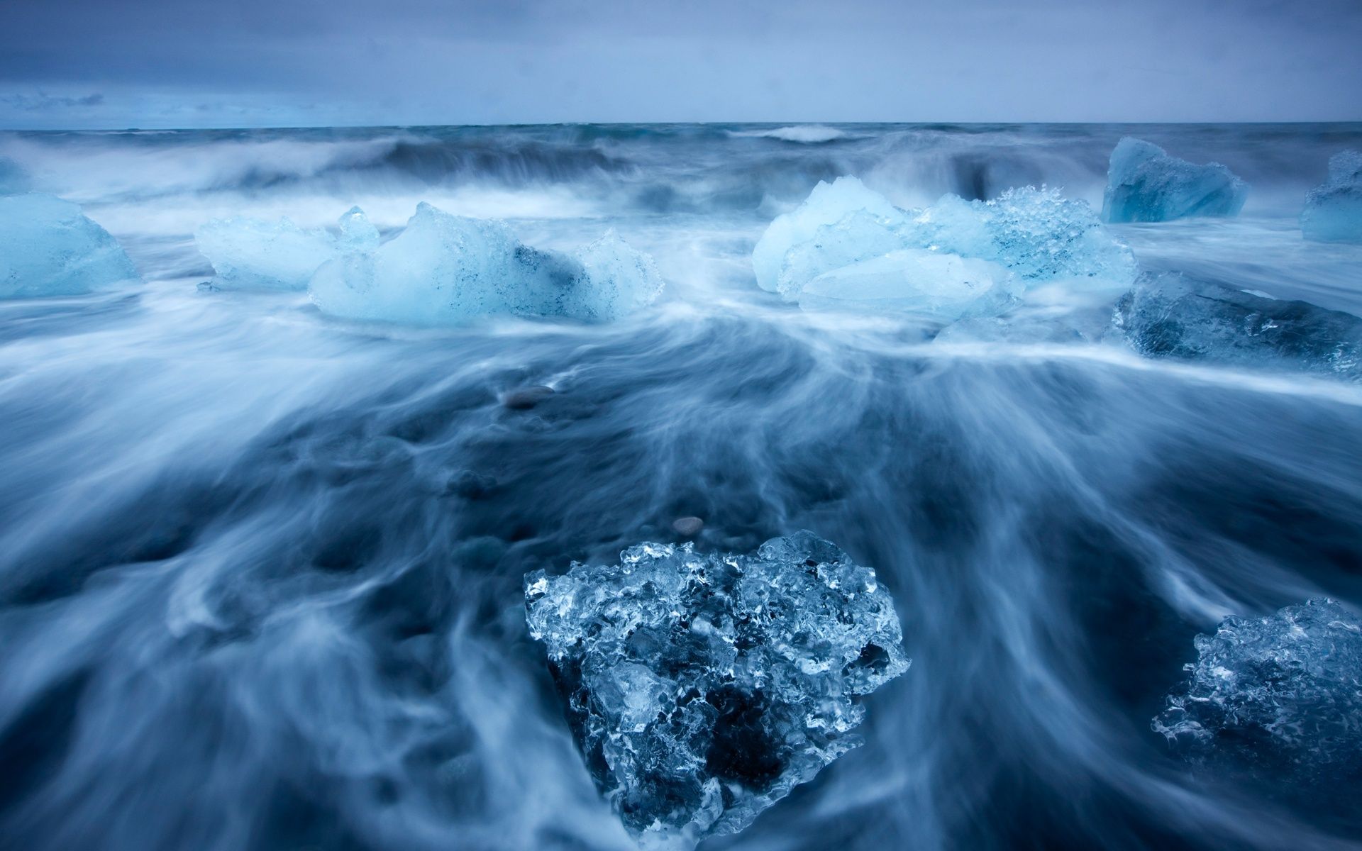 1920x1200 Wallpaper Arctic landscape, icy sea, into blocks of sea ice, cold blue 1920x1200 Picture, Image