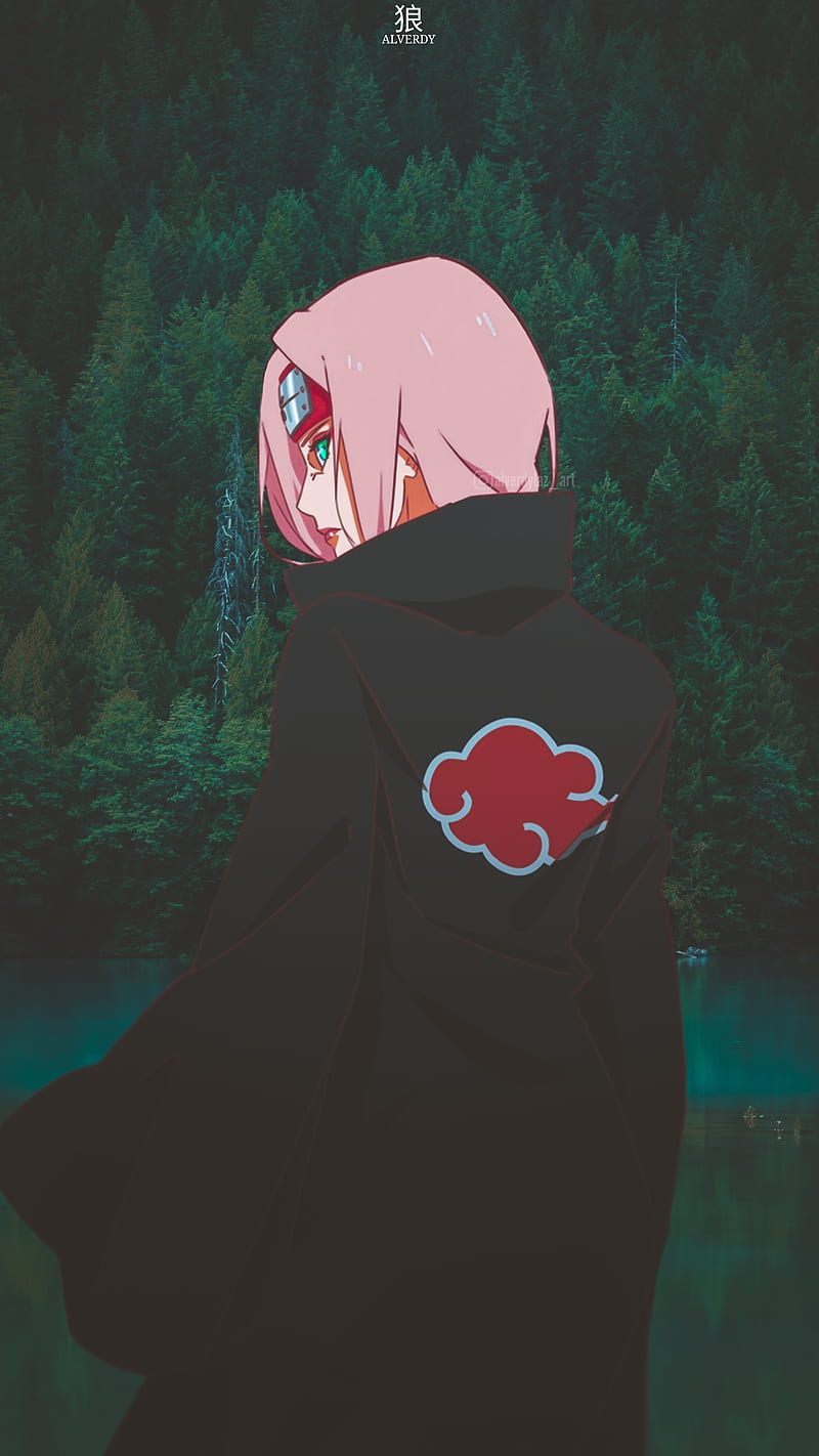800x1422 Sakura x Akatsuki, naruto, forest, nature, anime aesthetic, anime, sakura haruno, HD phone wallpaper