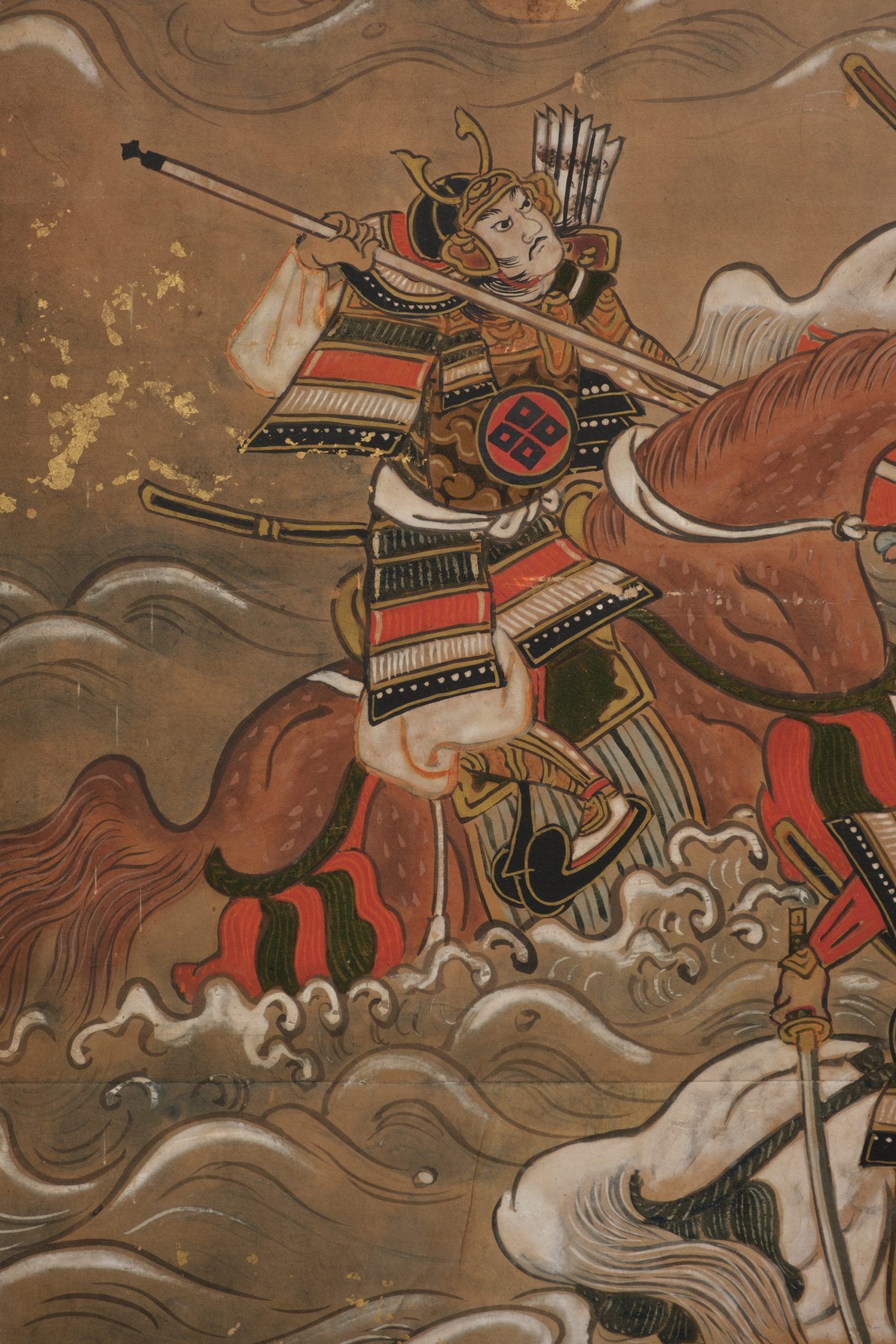 1707x2560 A MID SIZE JAPANESE SCREEN DEPICTING A SAMURAI BATTLE, EDO PERIOD, 18TH CENTURY