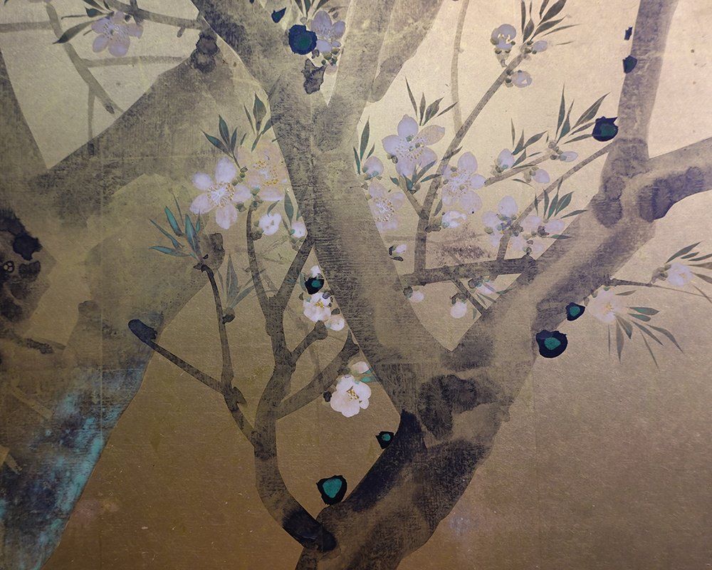 1000x800 Late Edo to Meiji Period Japanese Screen, Plum Tree Gilt Screen
