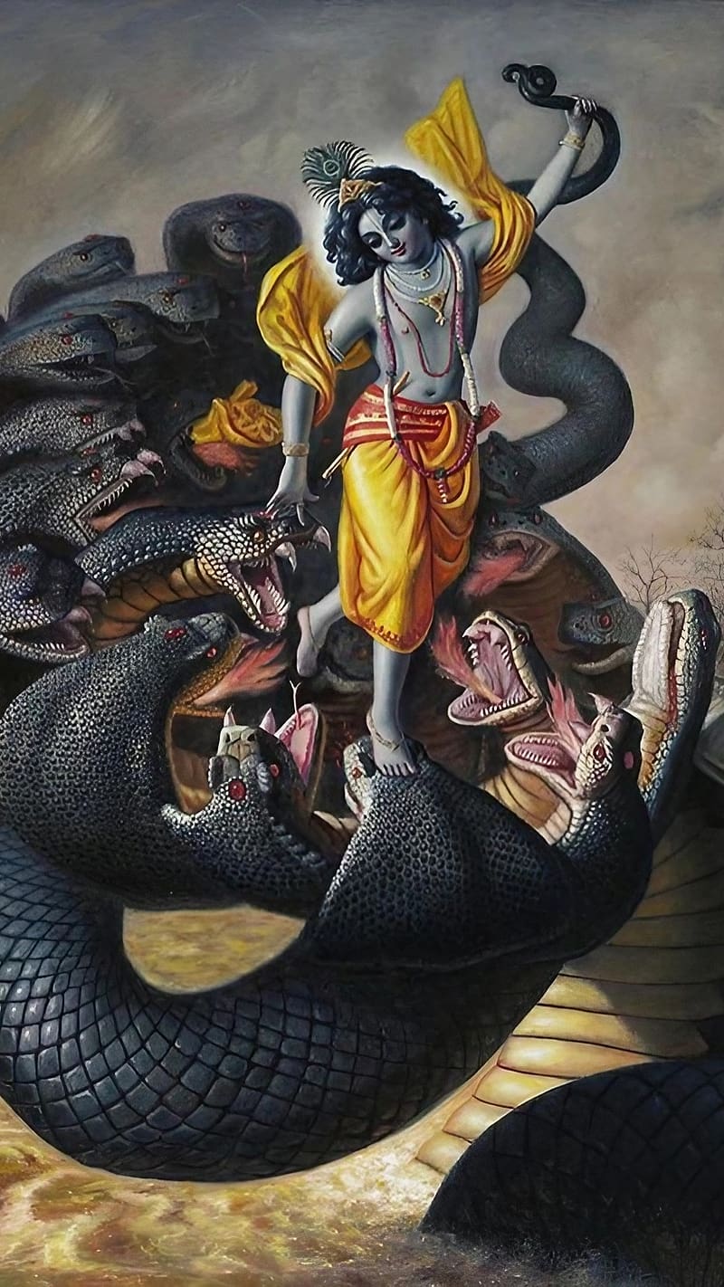 800x1422 Krishna Ji Wala, Lord Krishna Dance On Kaliya Naag, god, HD phone wallpaper