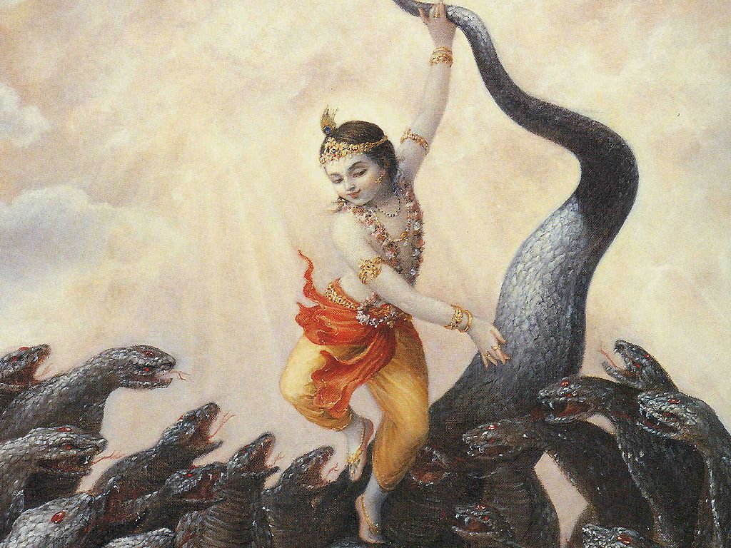 1024x768 Latest Krishna Wallpaper and Krishna picture: Lord Krishna's encounter with Kaliya the demon serpent
