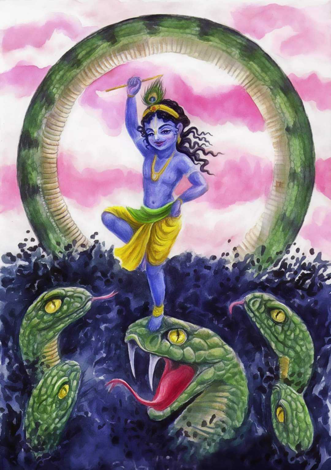 1080x1532 Little Krishna Kill Kaliya Naag