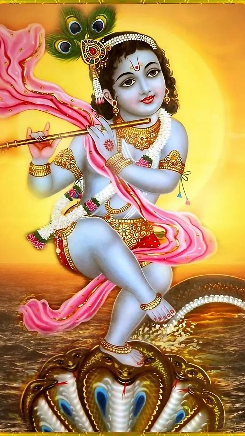 800x1422 Kanha Ji Ke New, Shri Krishna Dancing On Kaliya Naag, shri krishna, hindu god, HD phone wallpaper