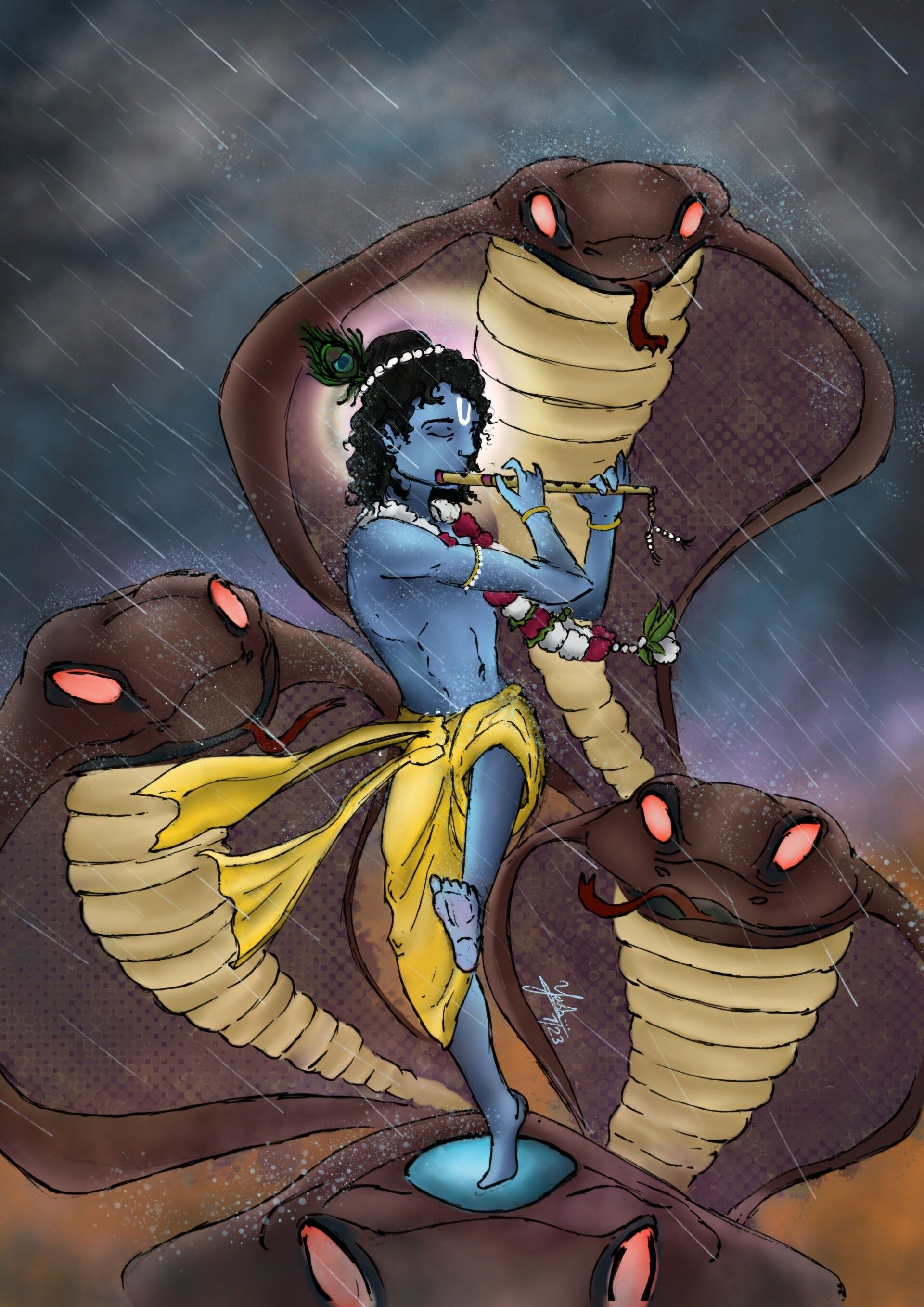 1920x2716 Krishna Kaliya Naag Leela