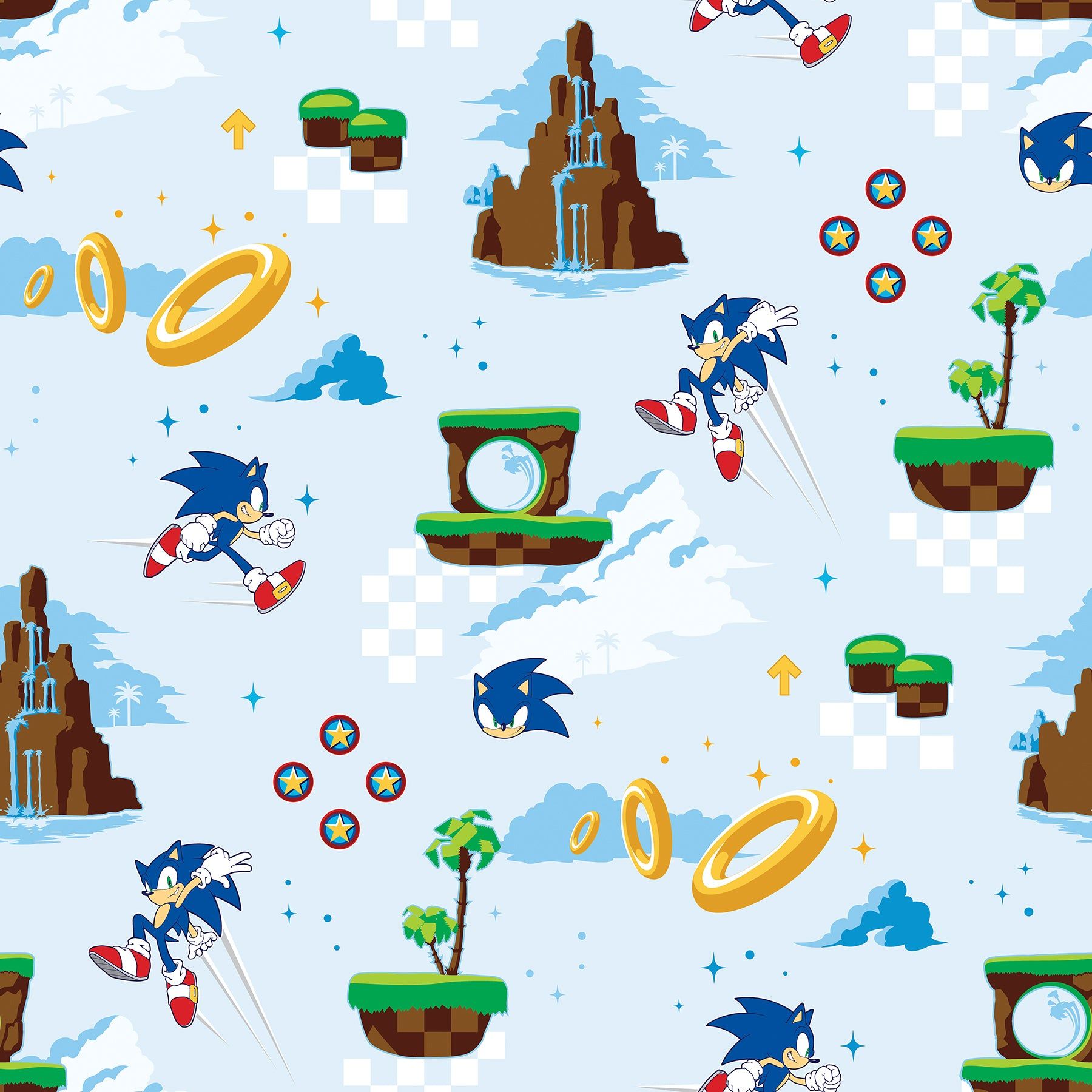 1800x1800 Sonic The Hedgehog Green Hill Zone Peel and Stick Wallpaper
