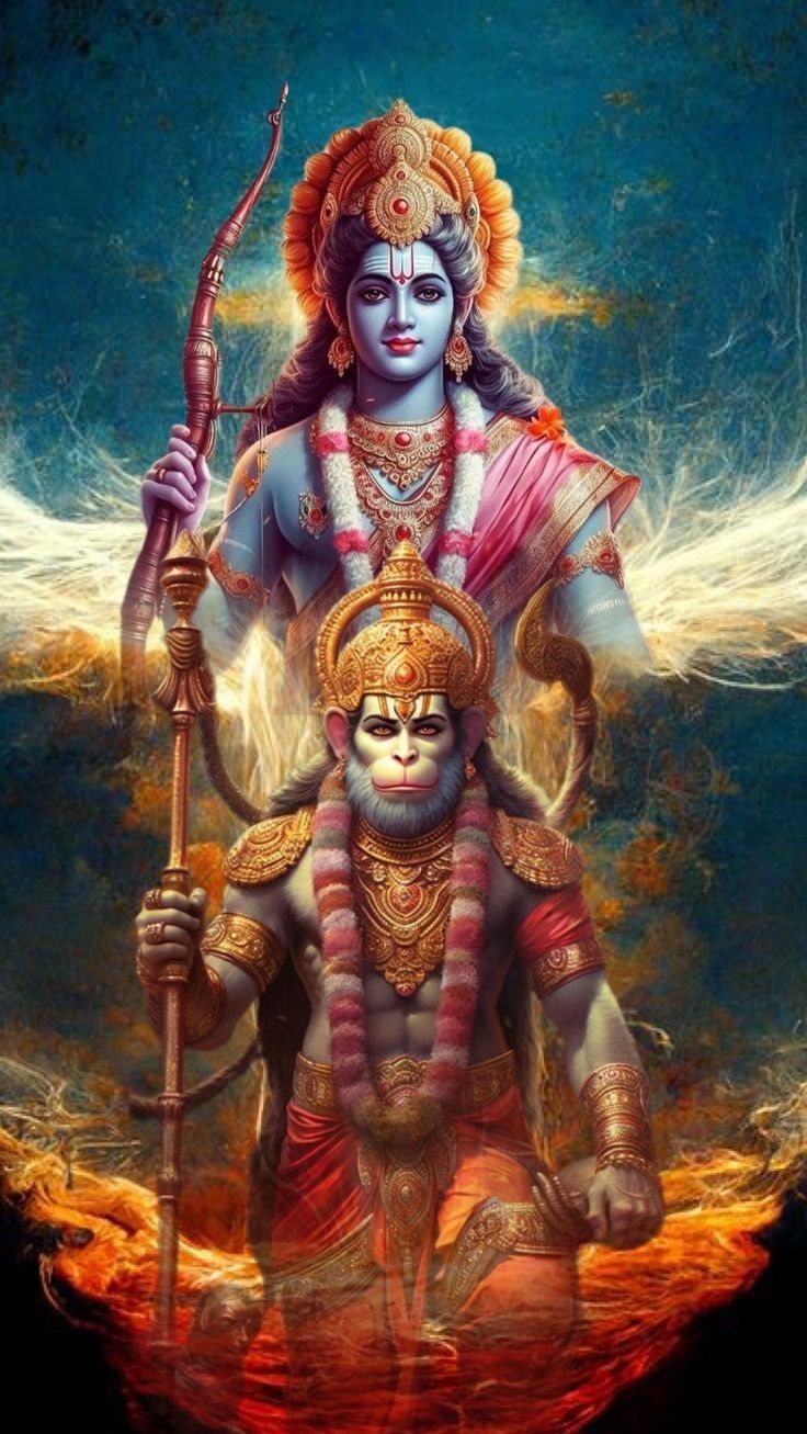 736x1307 Bhagat Hanuman And GOD Shree Ram Ji Ram Hanuman Photo Frame With Flexible Glass 10x14 Size Studio REDLINE Desgen 5