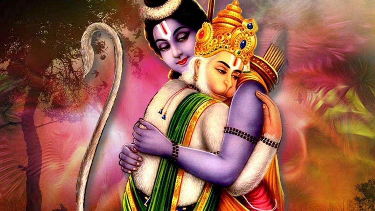 1280x720 Hanuman And Rama Hugging HD Hanuman Wallpaper