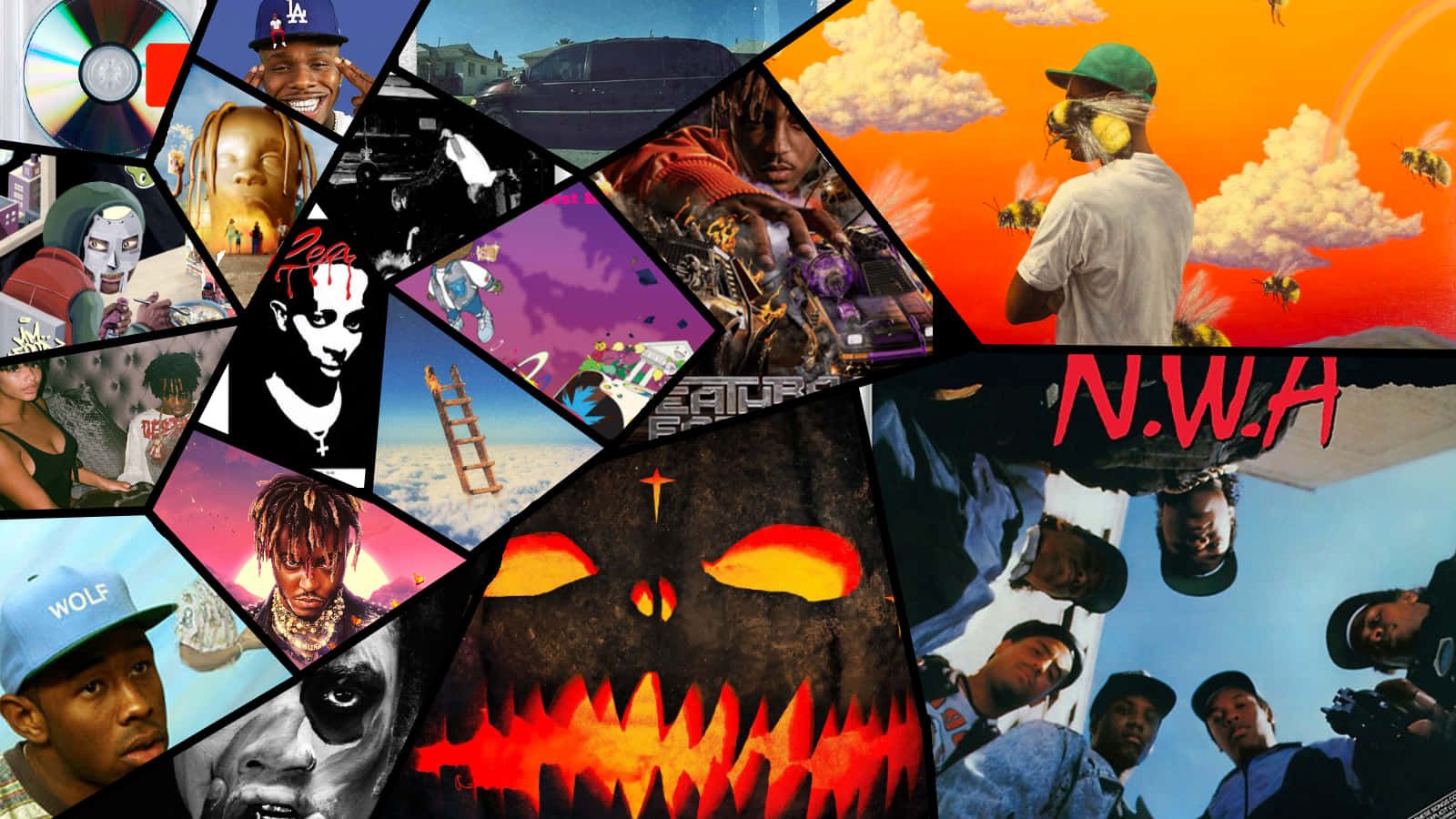1600x900 Download A Hip Hop Collage Featuring Some Of The Best Rappers In Music Wallpaper