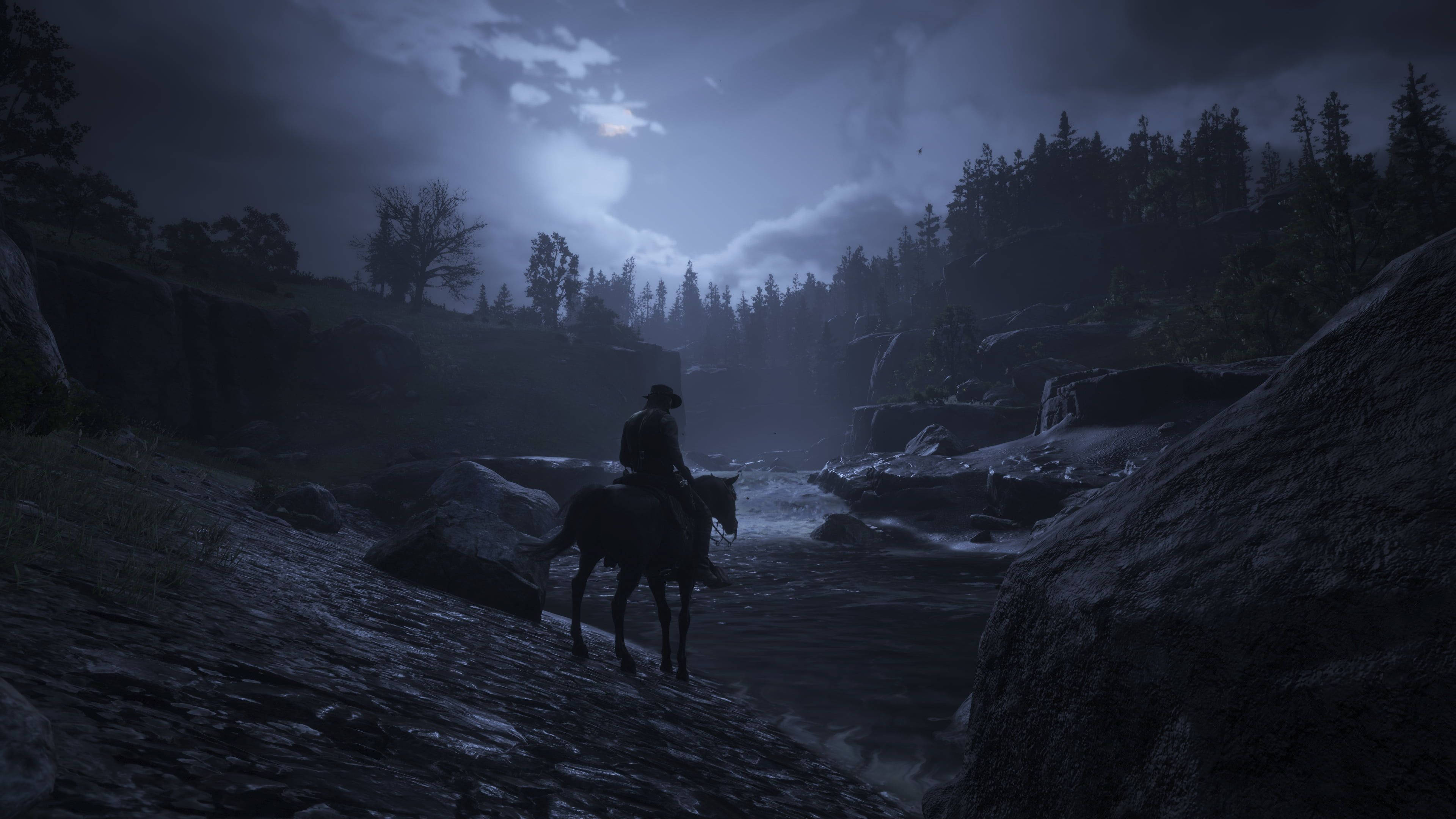 3840x2160 Download Country Western Cowboy Night Wallpaper